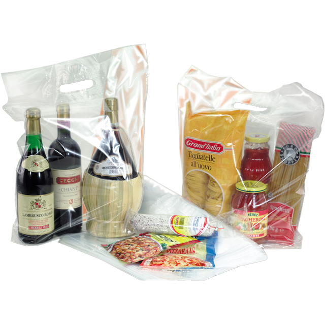 Tas, LDPE, dKT, 37x44cm, bodemvouw 8cm, draagtas, transparant 1