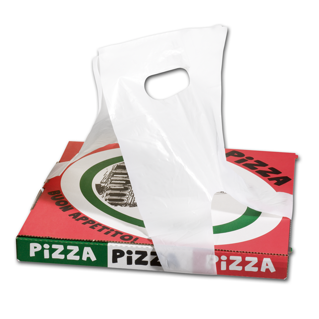 Tas, HDPE, 20x110cm, pizza-/gebaksdoosdrager, wit 1