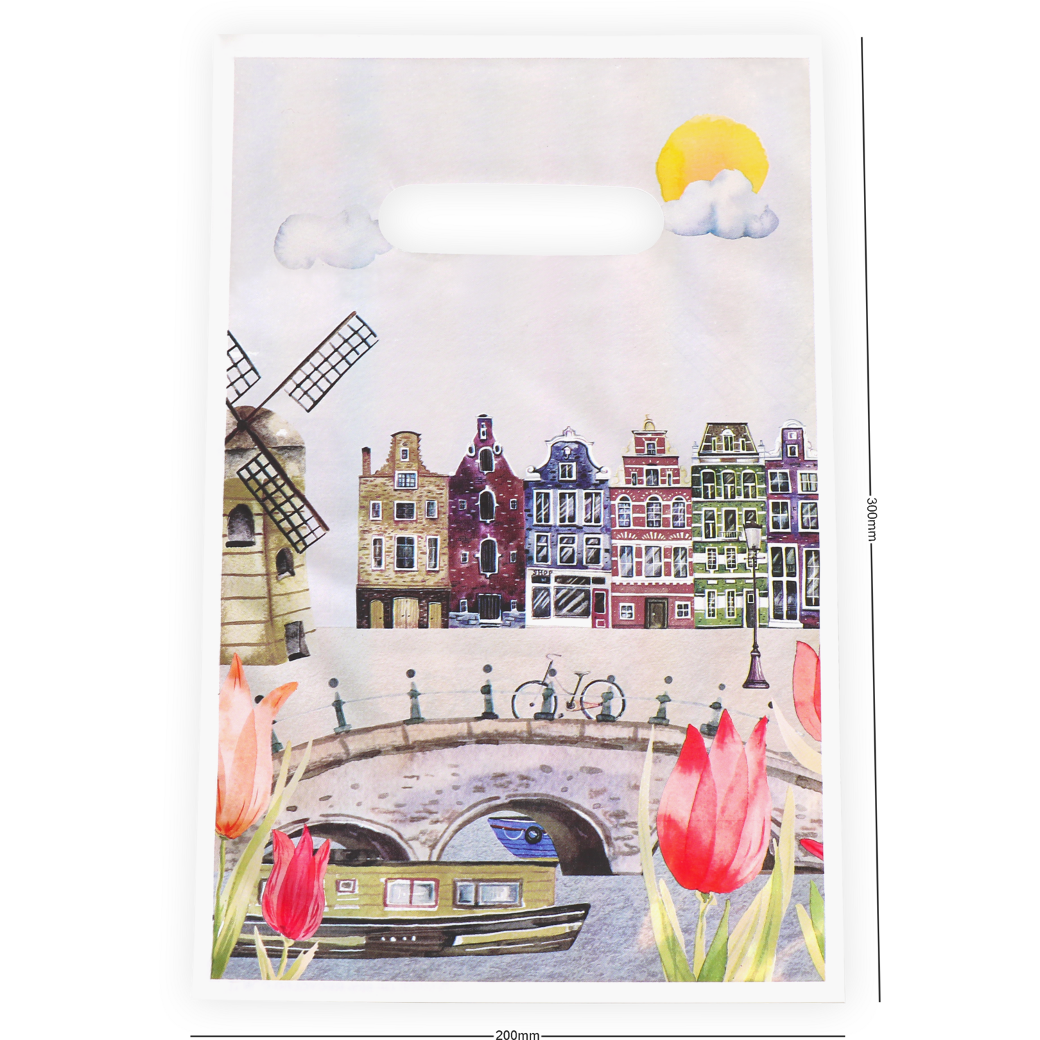 Tas, Tulp, Gerecycled LDPE, gestanste handgreep, 20x30cm, draagtas,  2