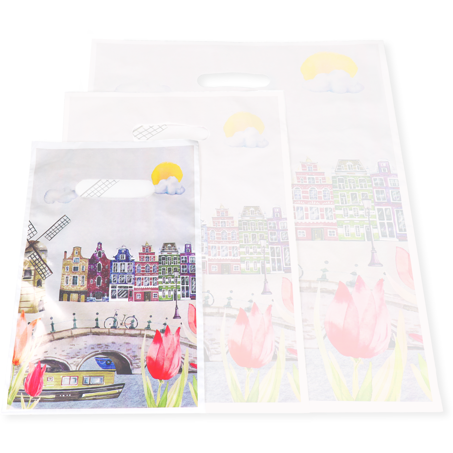 Tas, Tulp, Gerecycled LDPE, gestanste handgreep, 20x30cm, draagtas,  4