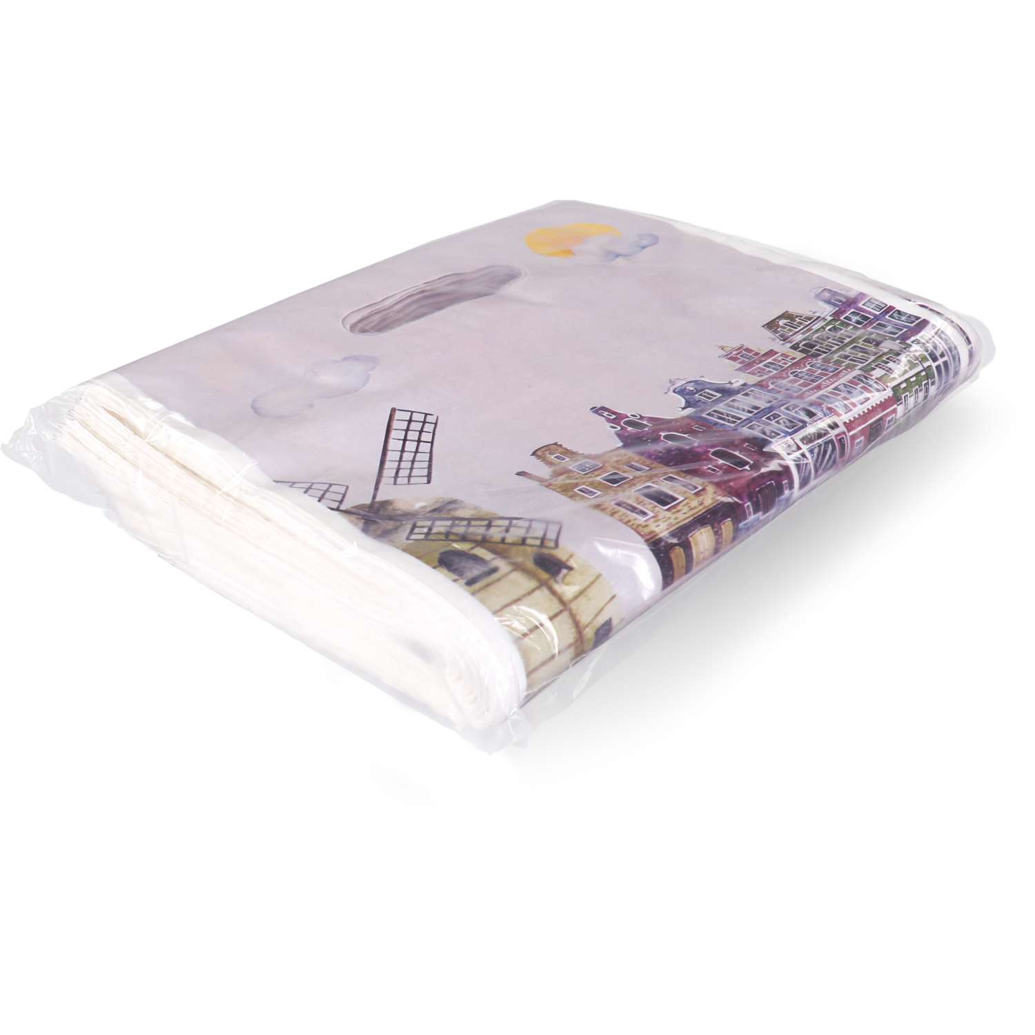 Tas, Tulp, Gerecycled LDPE, dKT, 27x37cm, bodemvouw 8cm, draagtas,  3