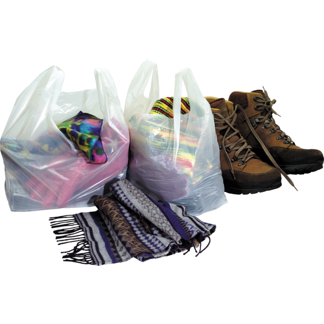 Tas, HDPE, geblokt, 30x 10x60cm, hemddraagtas, wit 1
