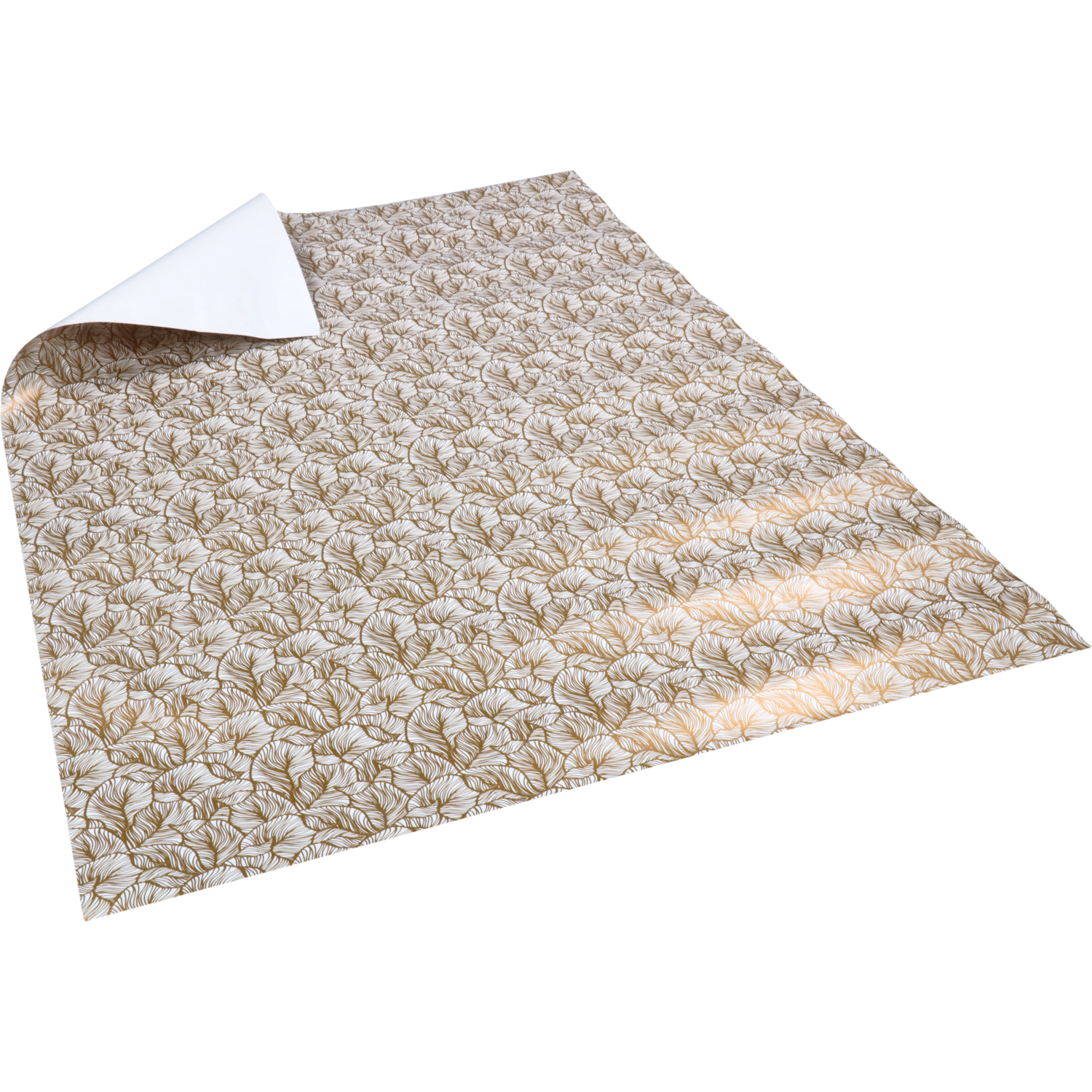 Cadeaupapier, 200m, 80gr/m², Leafs, wit/goud 2