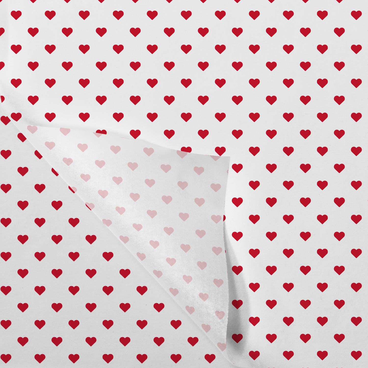 Zijdevloei, 50x70cm, 20gr/m², Hearts, papier, rood/wit 1