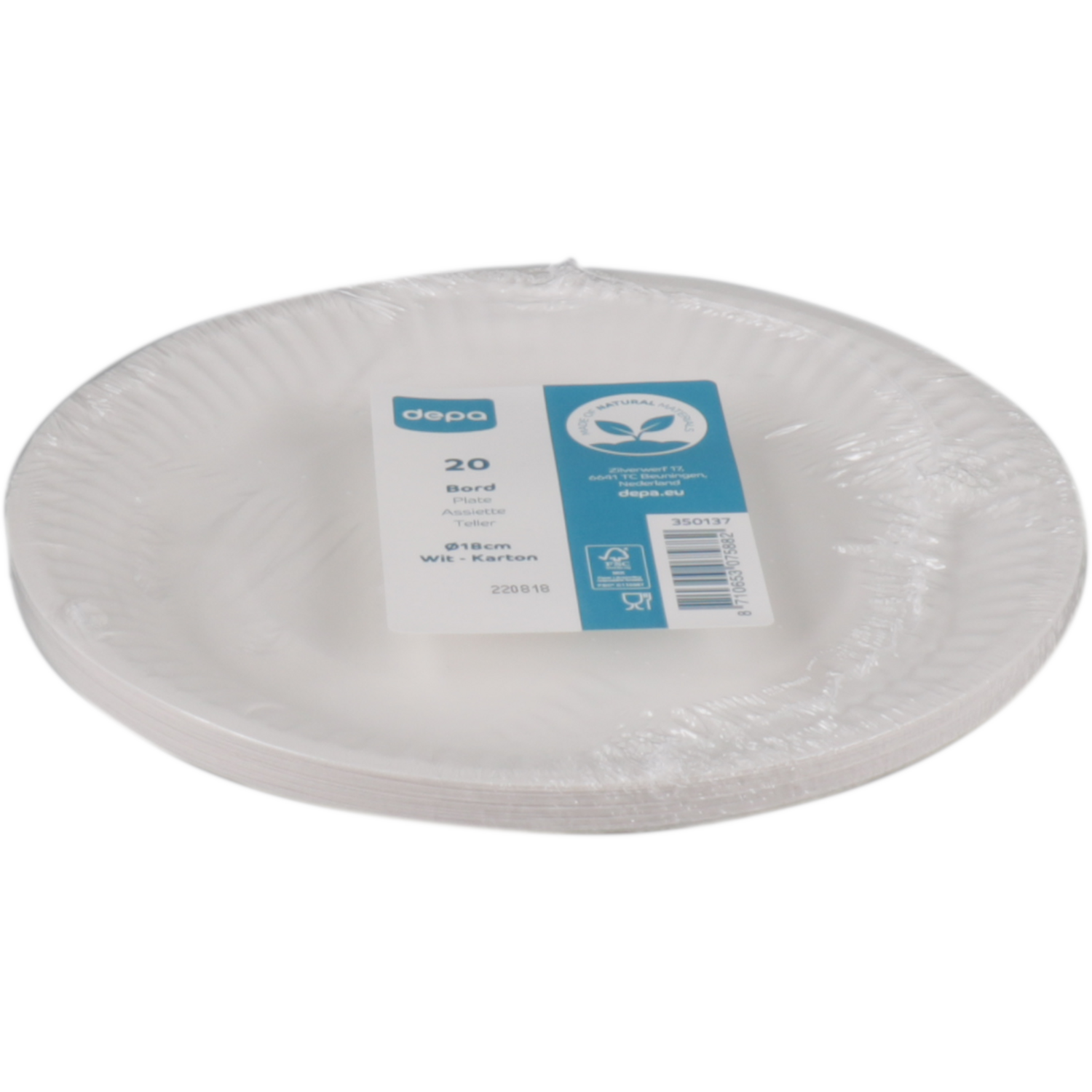 Depa Bord, rond, 1-vaks, karton, Ø18cm, wit 2