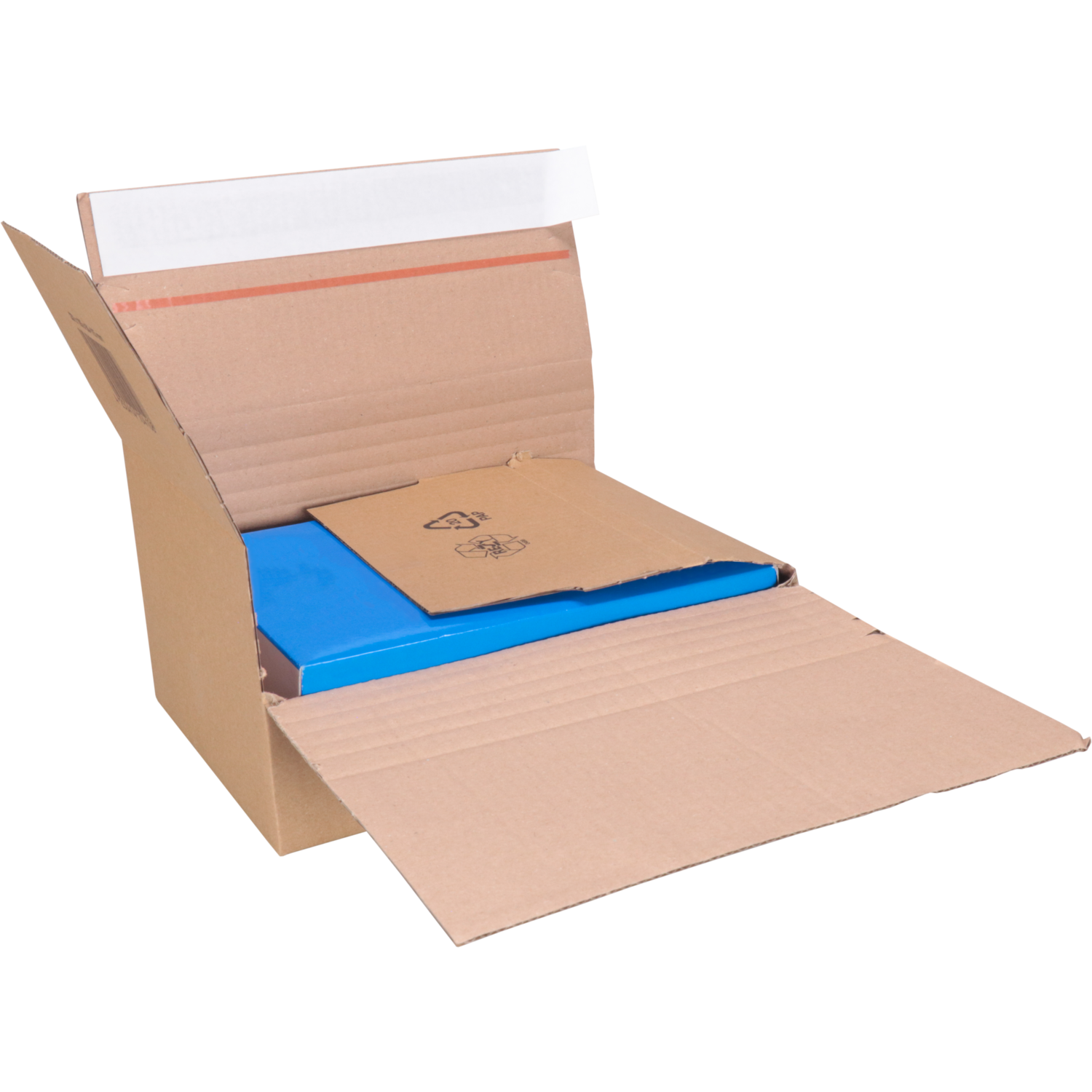SendProof® Postpakketdoos, A5, golfkarton, 229x164x115mm, hoogte verstelbaar, zelfklevende strip, bruin 3