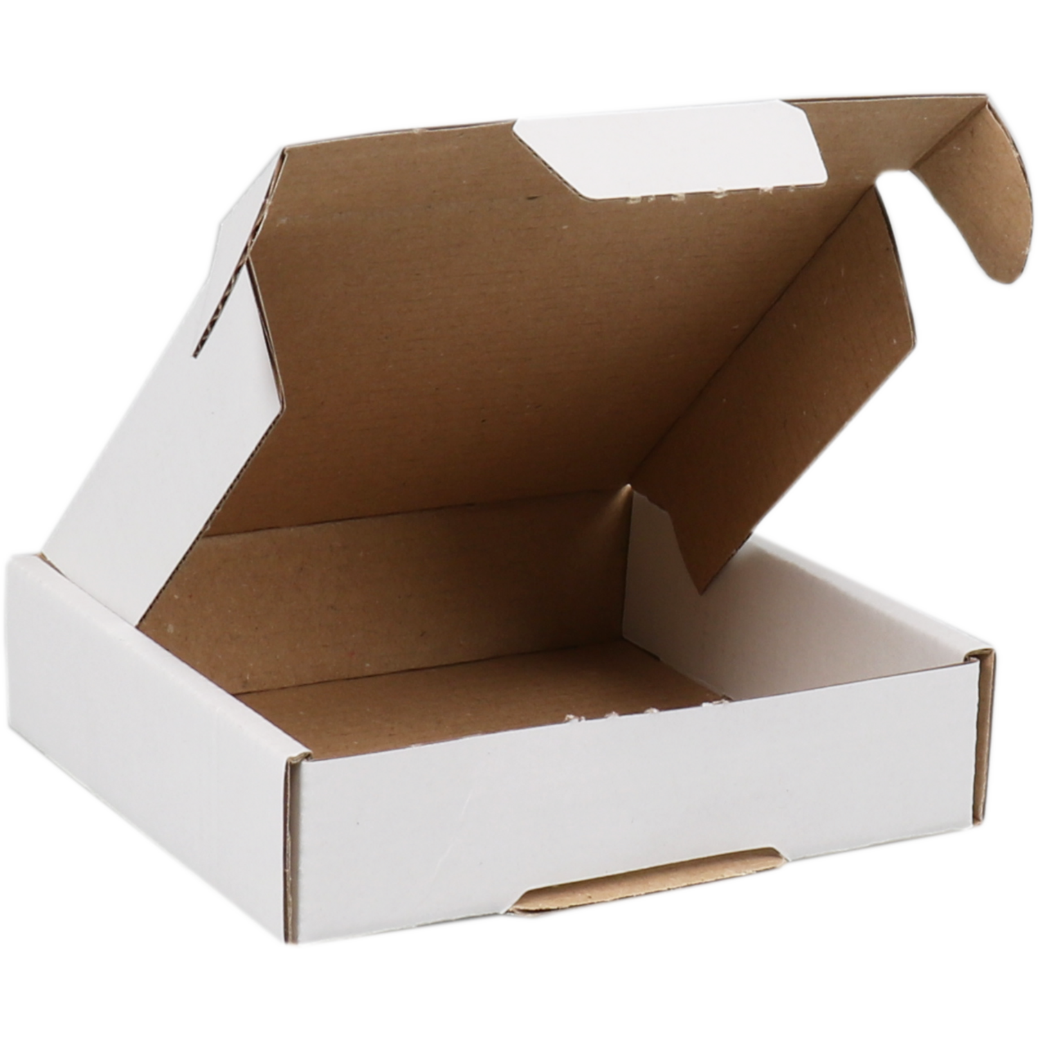  Verzenddoos, golfkarton, 110x110x28mm, met klep, enkele golf, wit 2