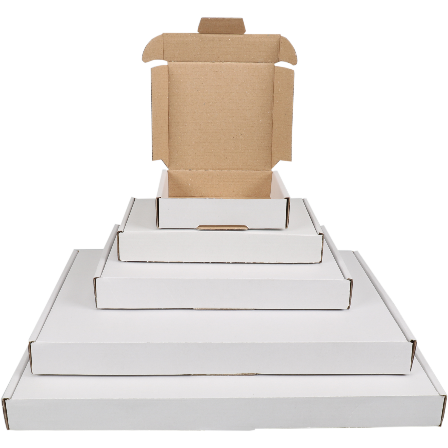  Verzenddoos, golfkarton, 110x110x28mm, met klep, enkele golf, wit 3