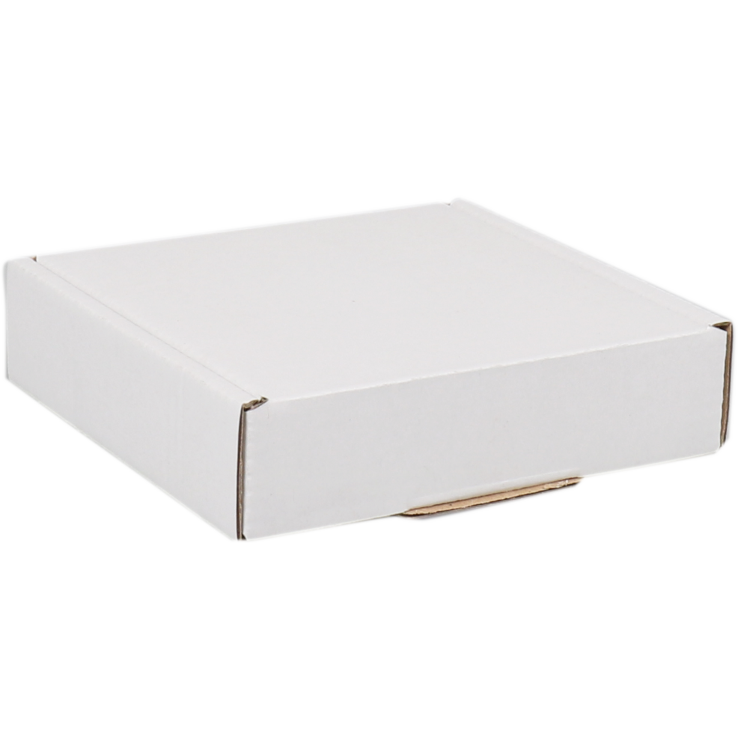  Verzenddoos, golfkarton, 110x110x28mm, met klep, enkele golf, wit 1