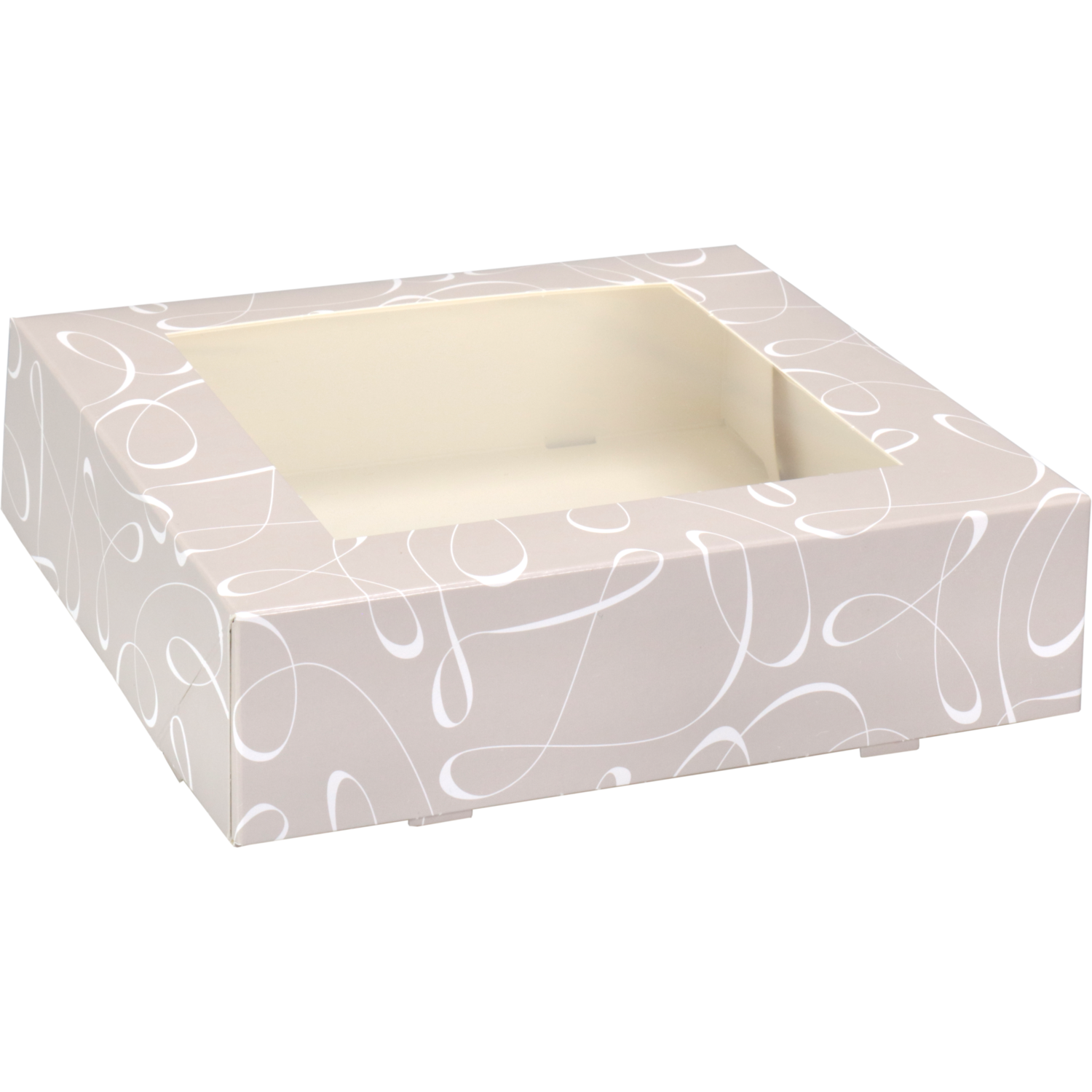 Gebaksdoos, Swirl, karton + PET, 19x19x5cm, met venster,  1