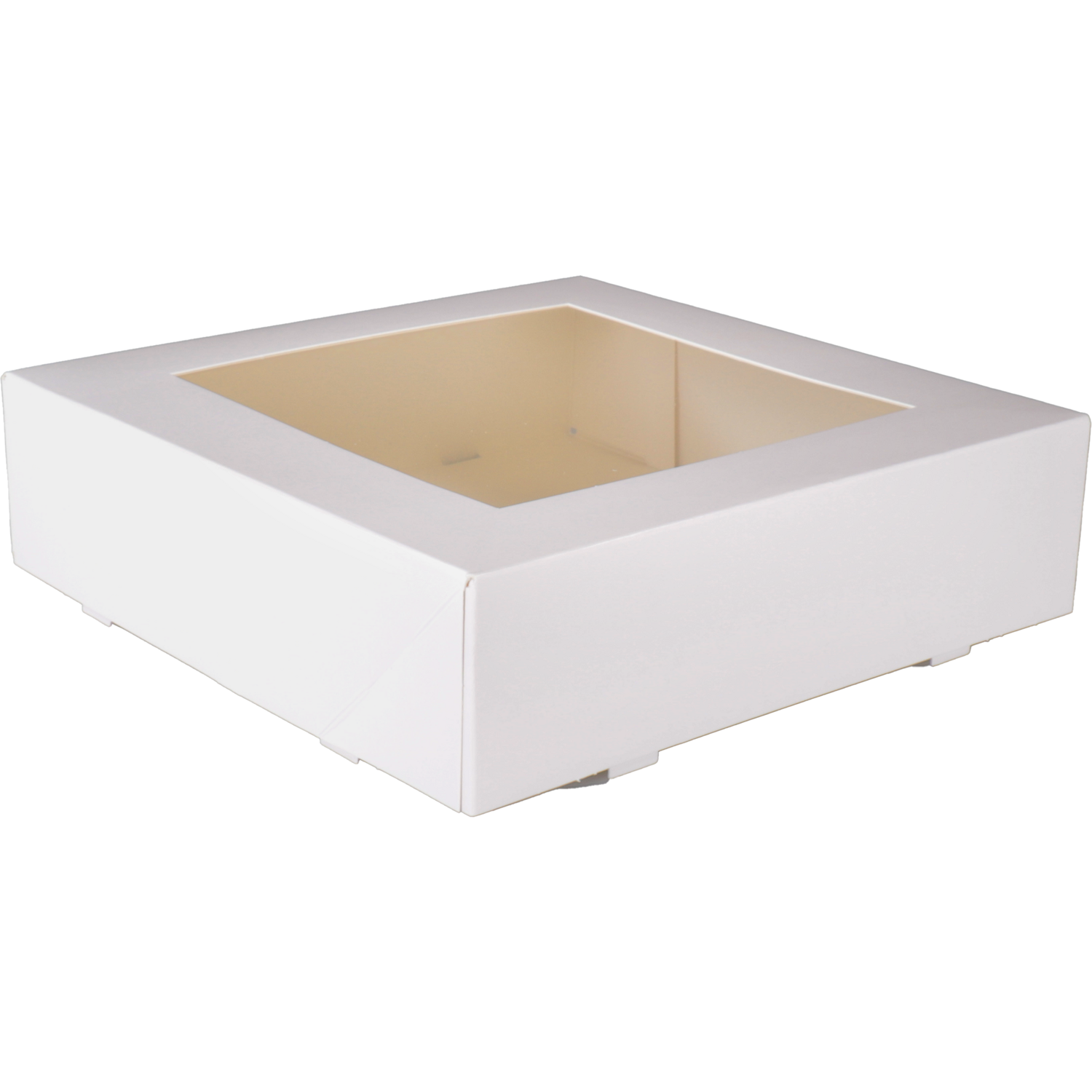  Gebaksdoos, karton + PET, 19x19x5cm, met venster, wit 1