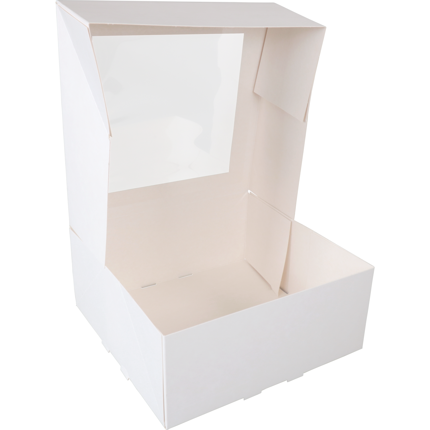  Gebaksdoos, karton + PET, 21x21x9cm, met venster, wit 2