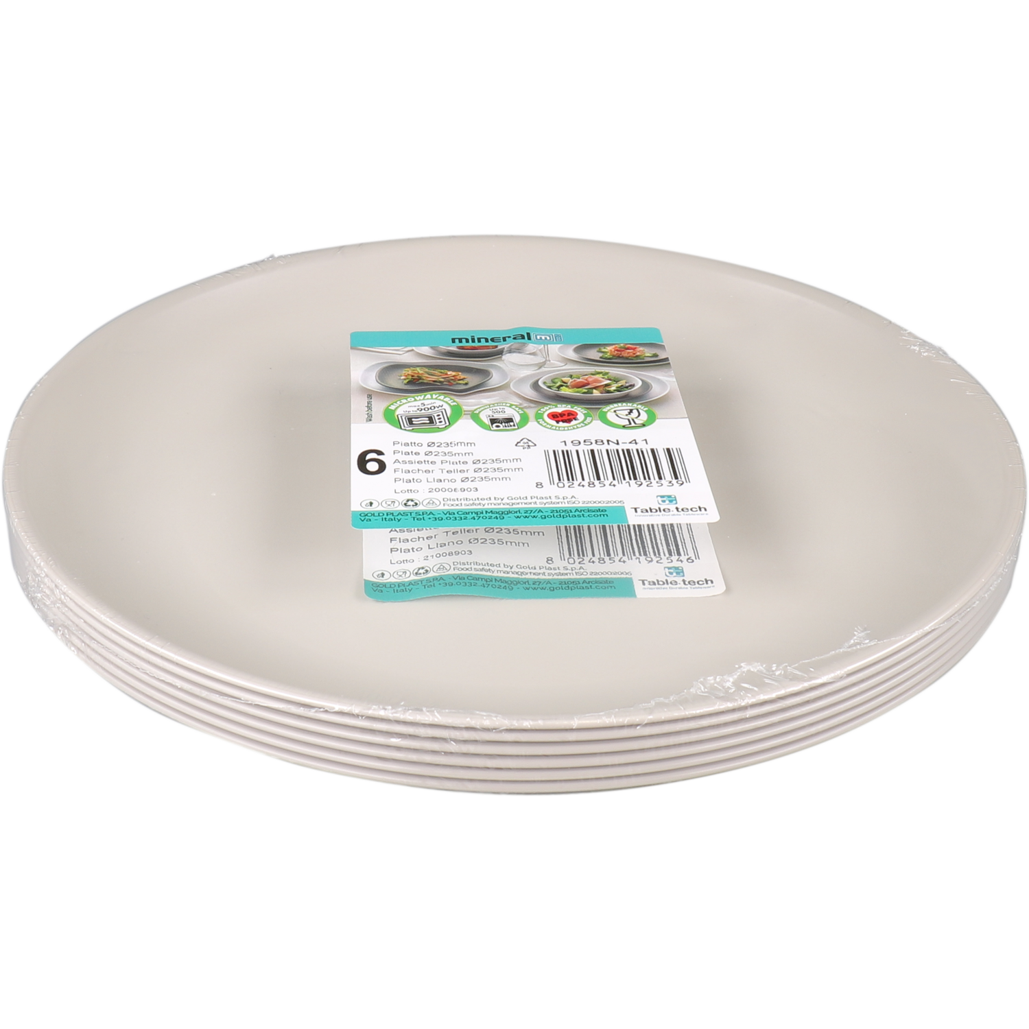 Goldplast Bord, Mineral, reusable, onbreekbaar, rond, 1-vaks, pP, Ø23.5cm, taupe 2