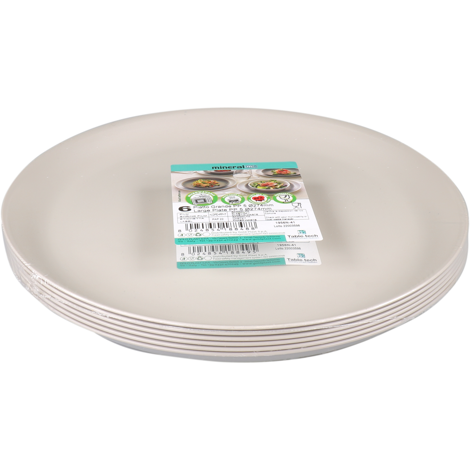 Goldplast Bord, Mineral, reusable, onbreekbaar, rond, 1-vaks, pP, Ø27.5cm, taupe 2