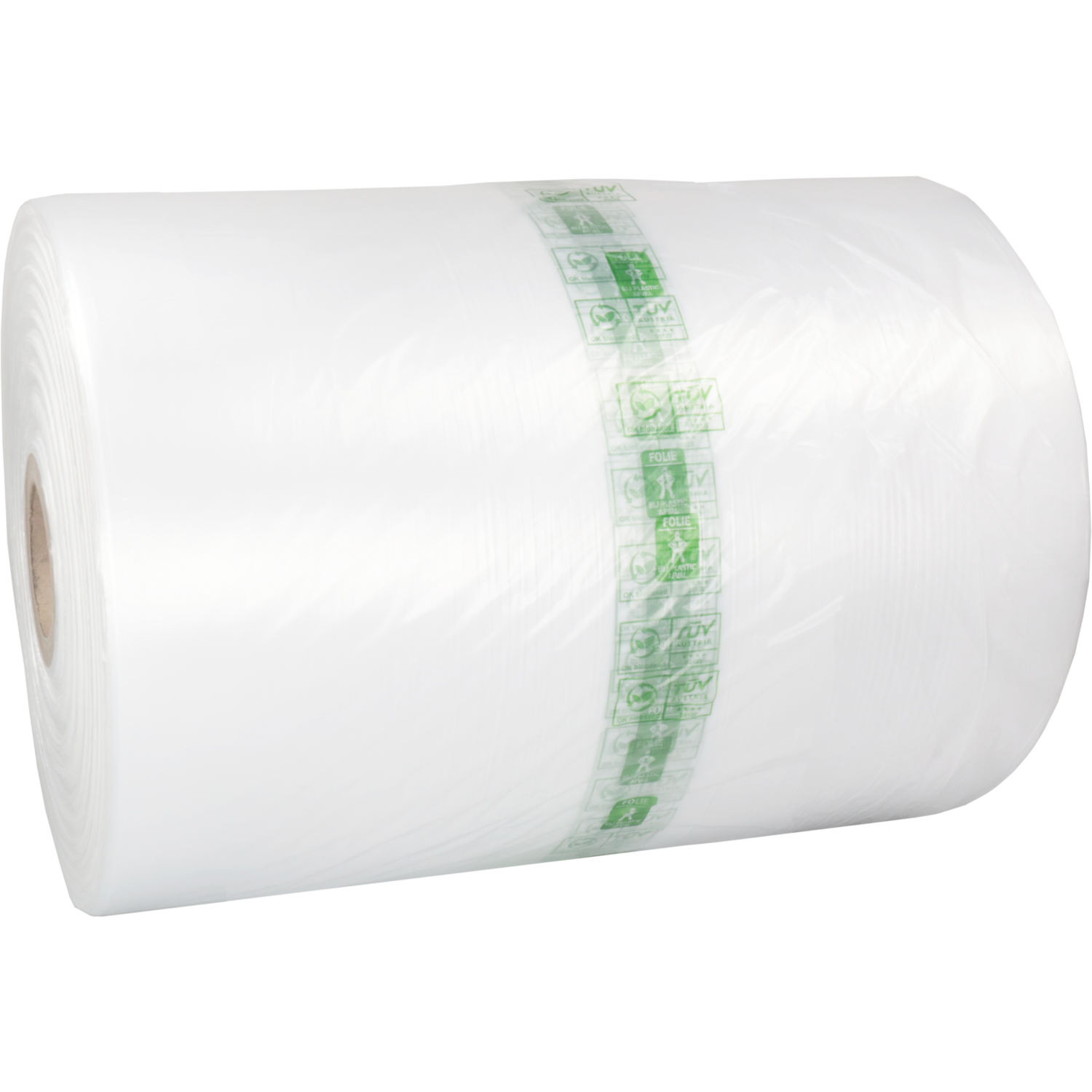 Folie, vlakfolie, op rol, Biobased PE, 7000m, 480mm, 12my, transparant 1