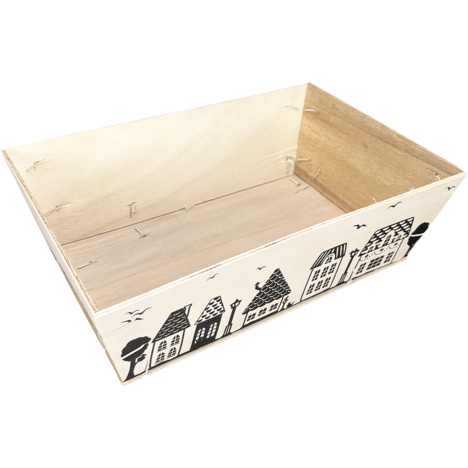 Mand, hout, 29x19x9cm, vierkant, naturel 2