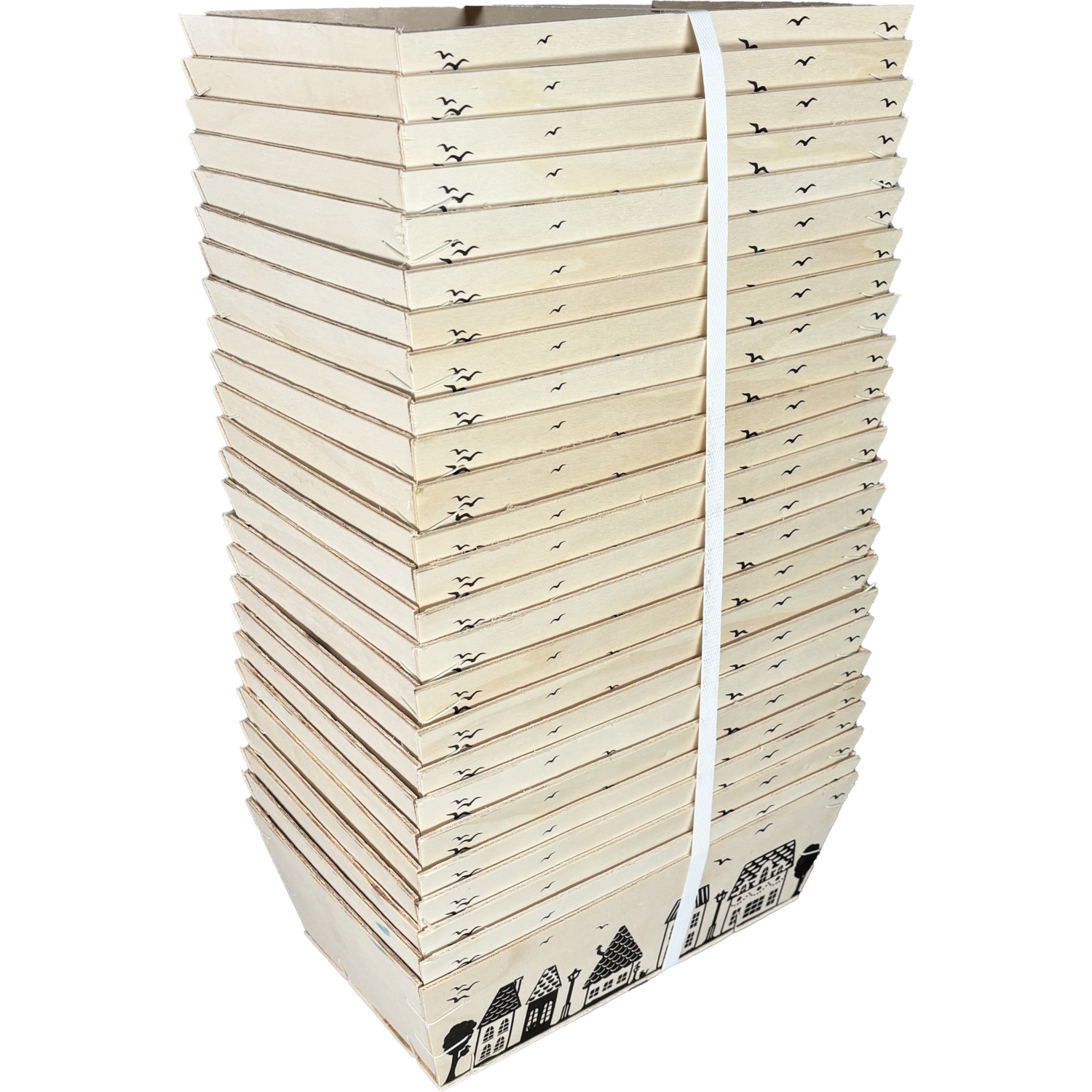 Mand, hout, 29x19x9cm, vierkant, naturel 5