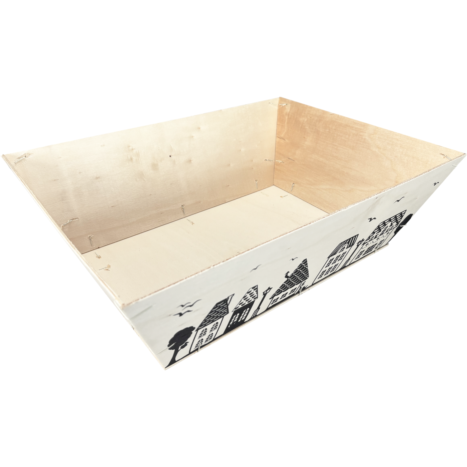 Mand, hout, 42.5x30x13.5cm, vierkant, naturel 2