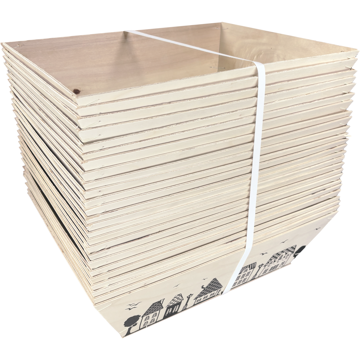 Mand, hout, 42.5x30x13.5cm, vierkant, naturel 5