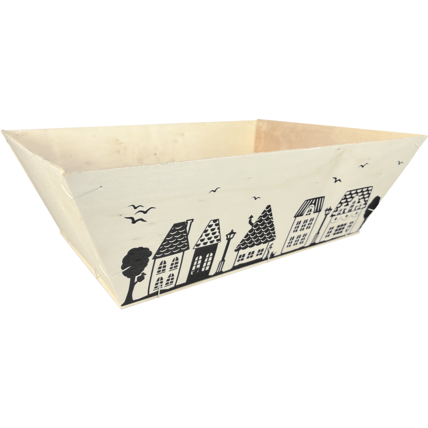 Mand, hout, 42.5x30x13.5cm, vierkant, naturel 1