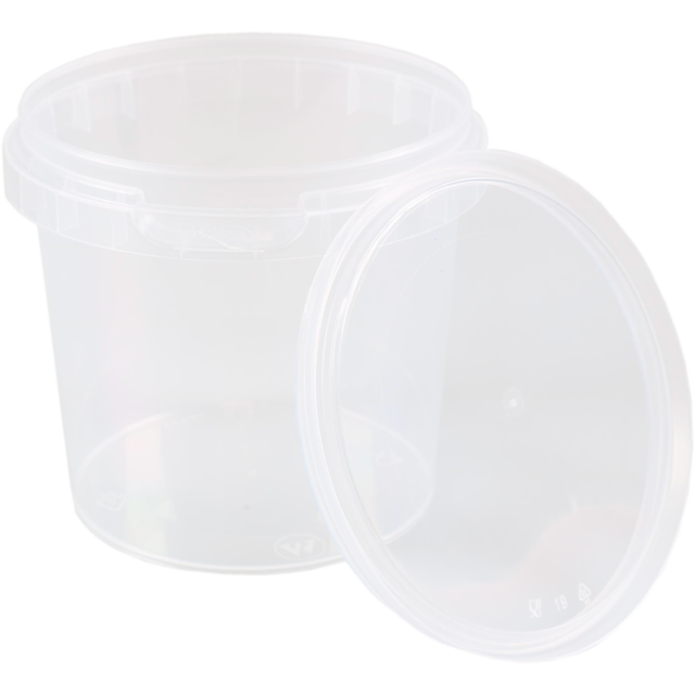 Bak, PP, 365ml, Ø95mm, met deksel en garantiesluiting, kunststof cup, 79mm, transparant 2