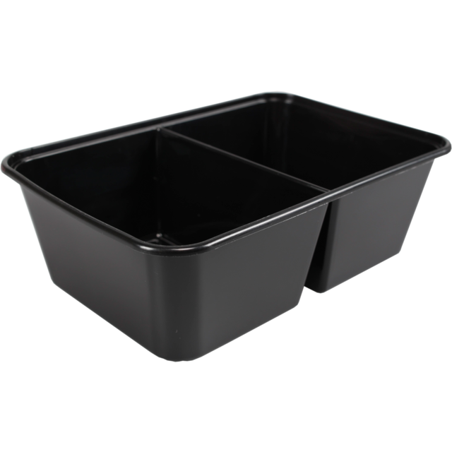 Bak, PP, 2-vaks, 700ml, 172x120x50mm, zwart 1