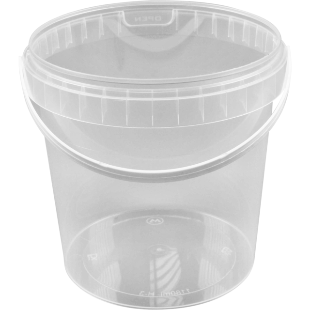 Bak, PP, 1180ml, Ø133mm, met hengsel, incl. deksel, transparant 1