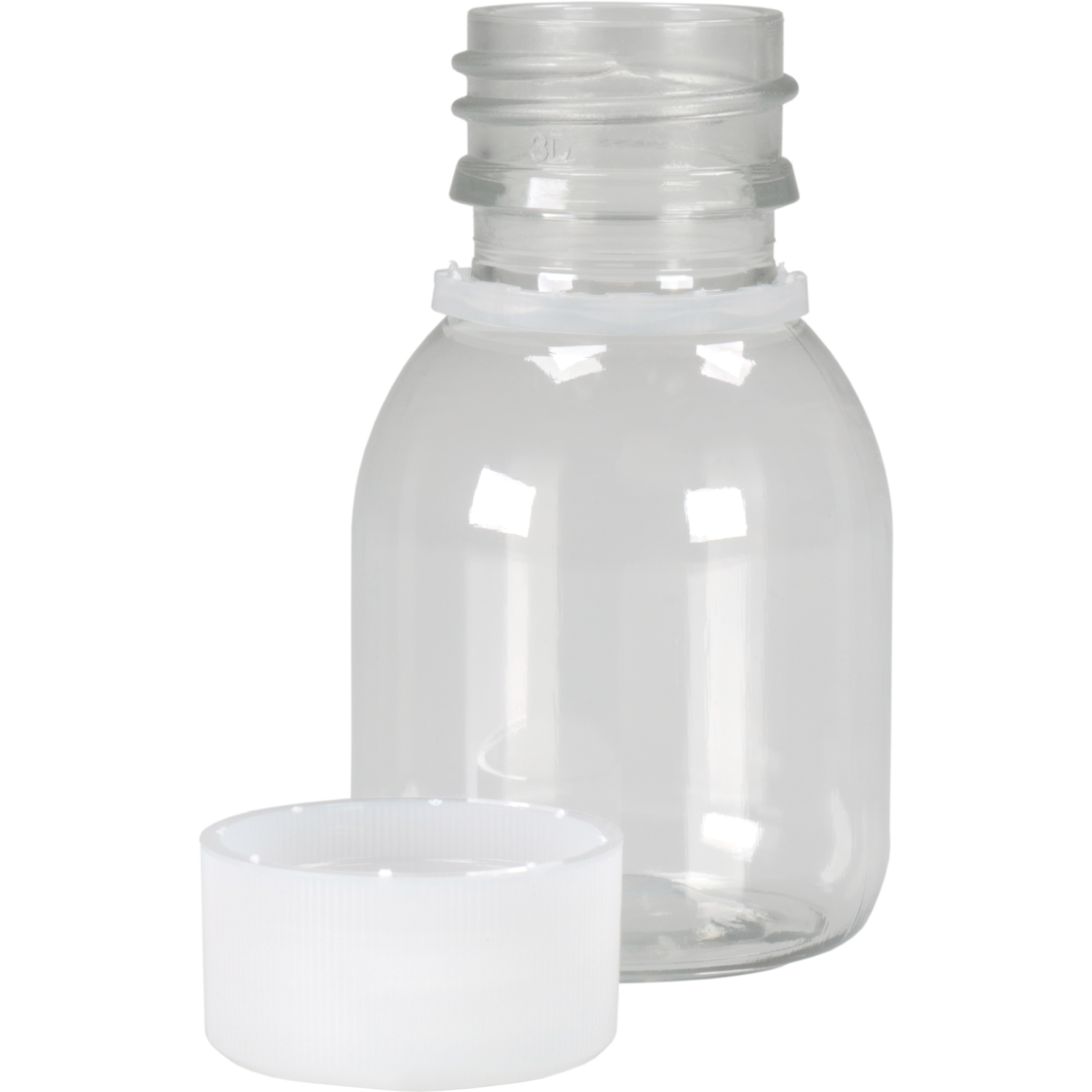 Fles, petfles, Gerecycled PET, met dop, 60ml, transparant 3