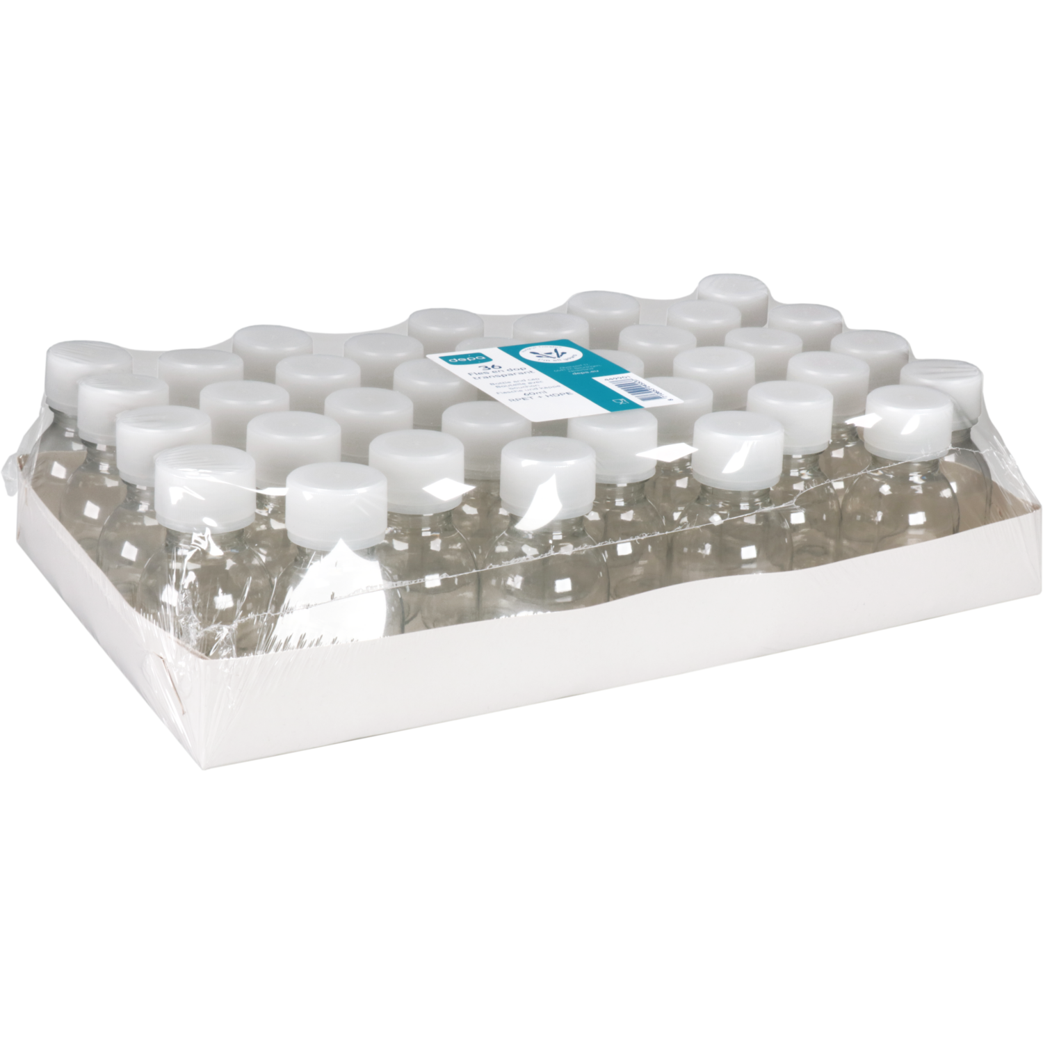 Fles, petfles, Gerecycled PET, met dop, 60ml, transparant 5