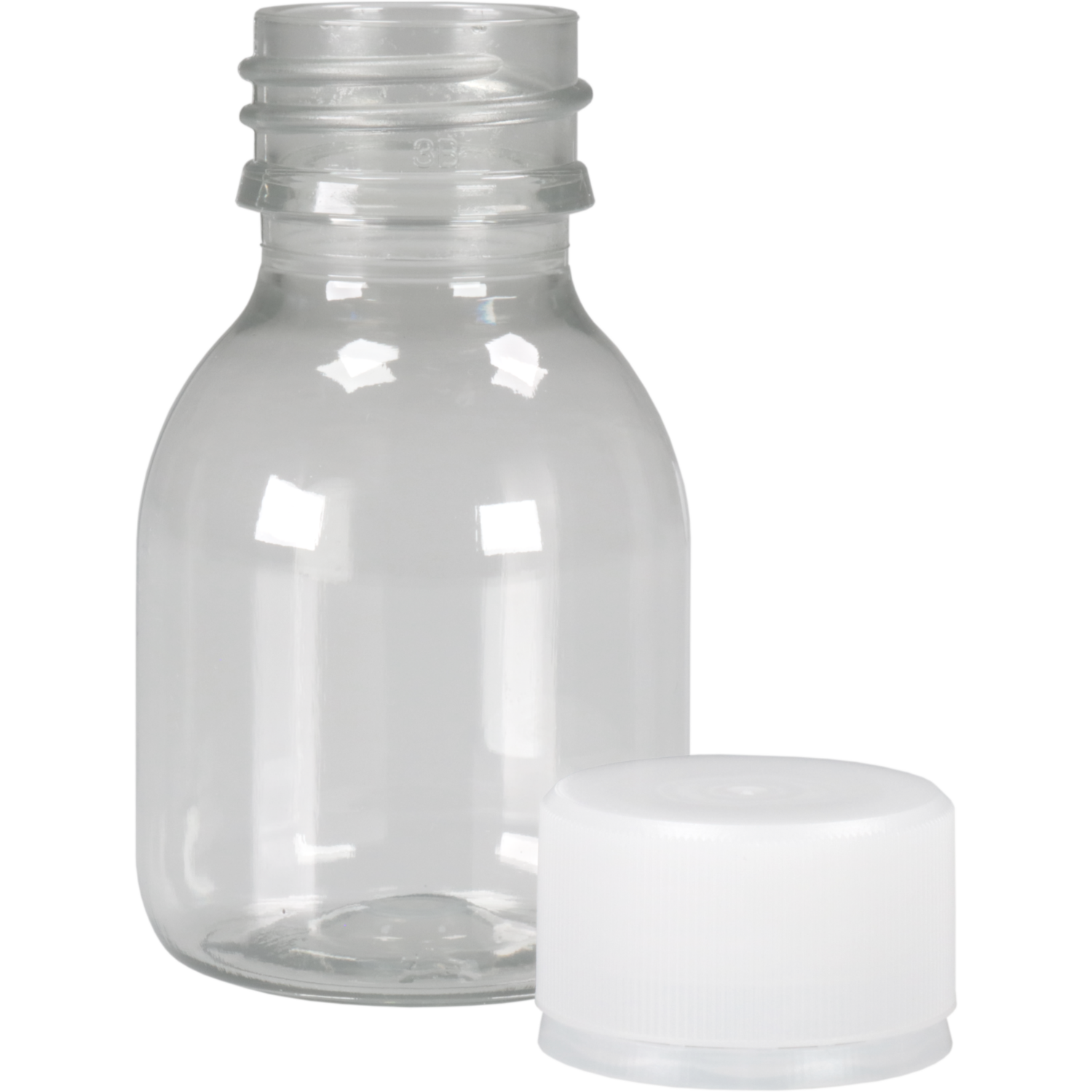 Fles, petfles, Gerecycled PET, met dop, 60ml, transparant 1