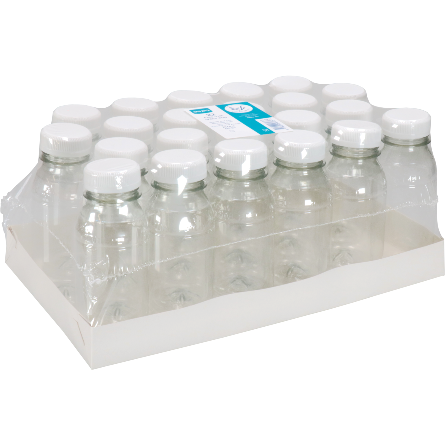Fles, petfles, Gerecycled PET, met vaste dop, 250ml, transparant/wit 5