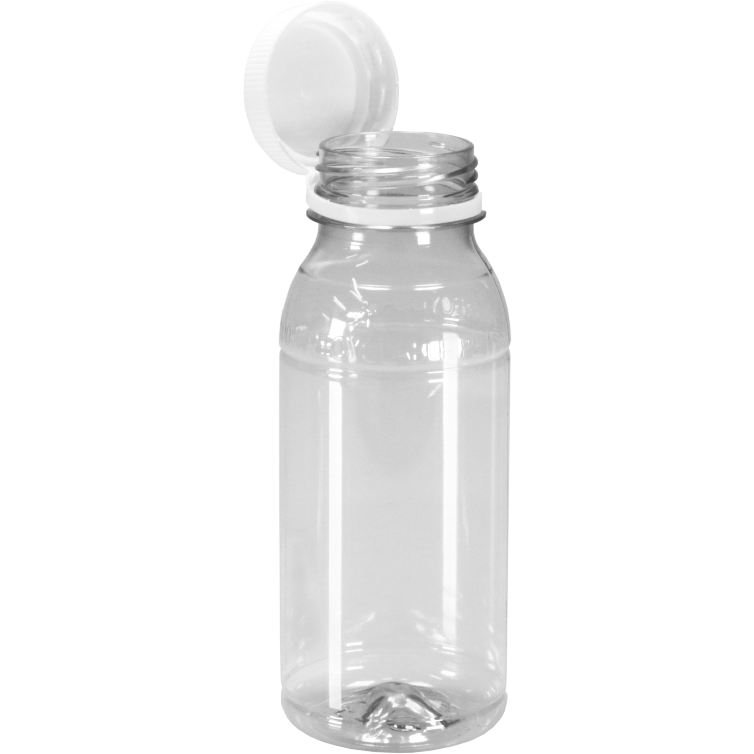 Fles, petfles, Gerecycled PET, met vaste dop, 250ml, transparant/wit 1