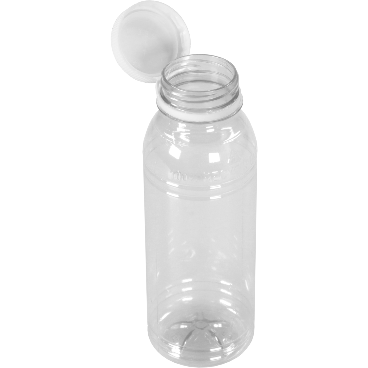 Fles, petfles, Gerecycled PET, met vaste dop, 330ml, transparant/wit 2