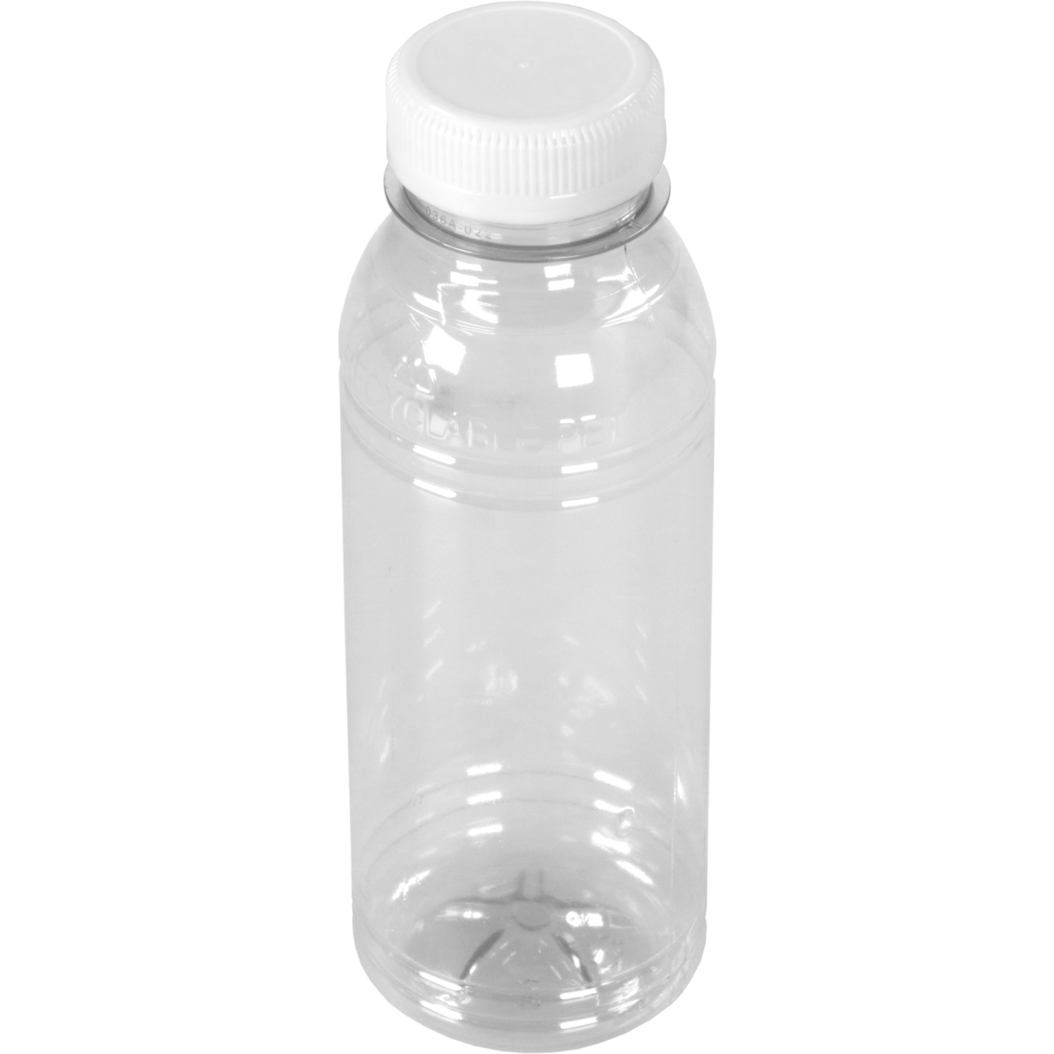 Fles, petfles, Gerecycled PET, met vaste dop, 330ml, transparant/wit 4
