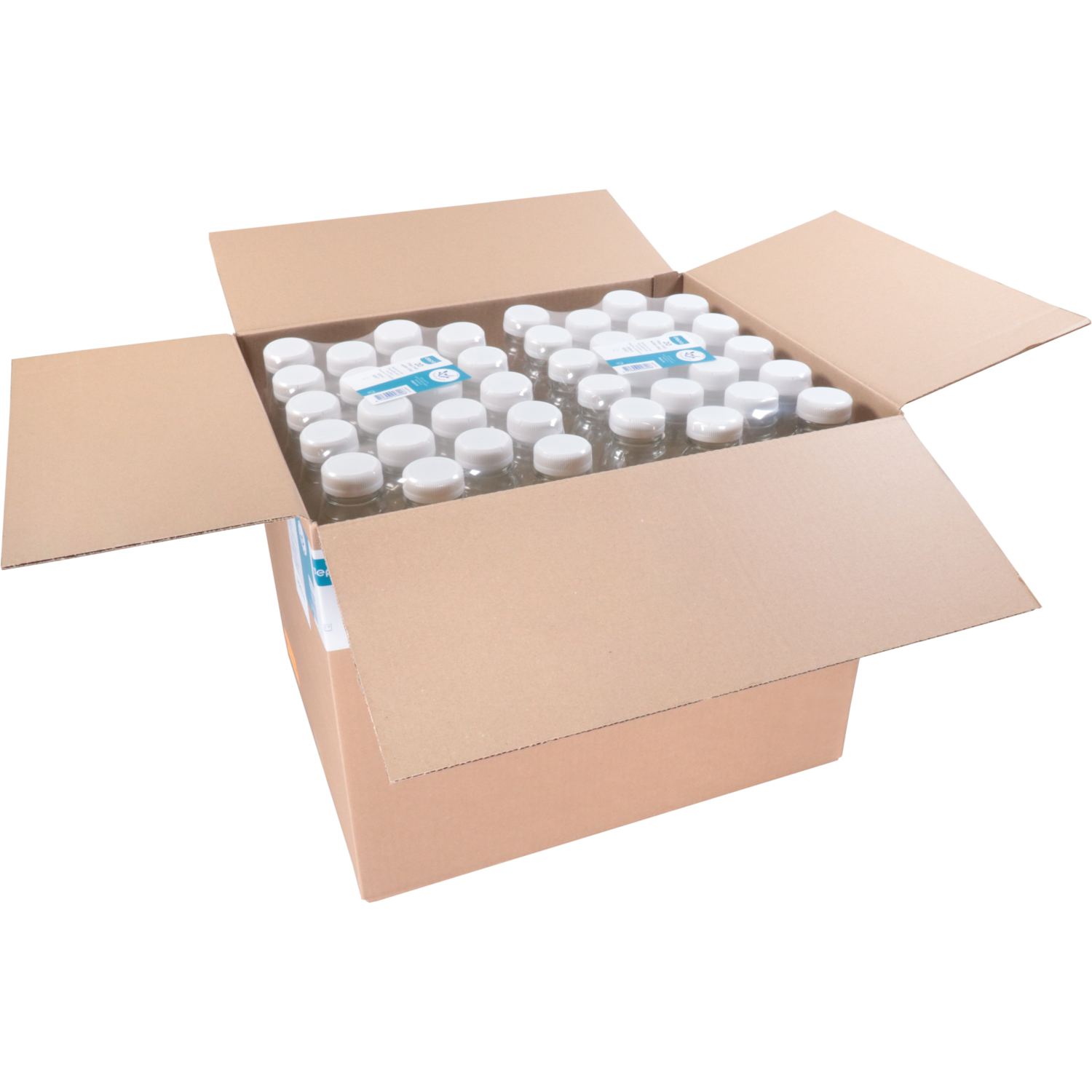 Fles, petfles, Gerecycled PET, met vaste dop, 330ml, transparant/wit 6