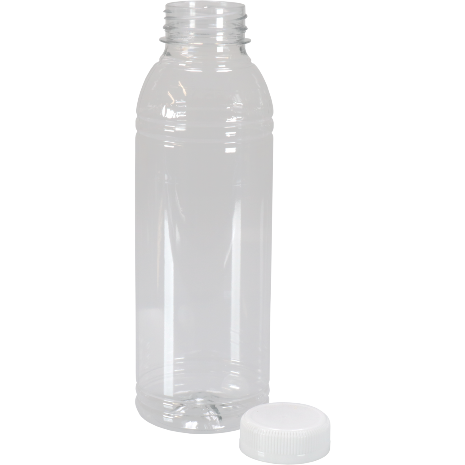 Fles, petfles, Gerecycled PET, met vaste dop, 500ml, transparant/wit 2