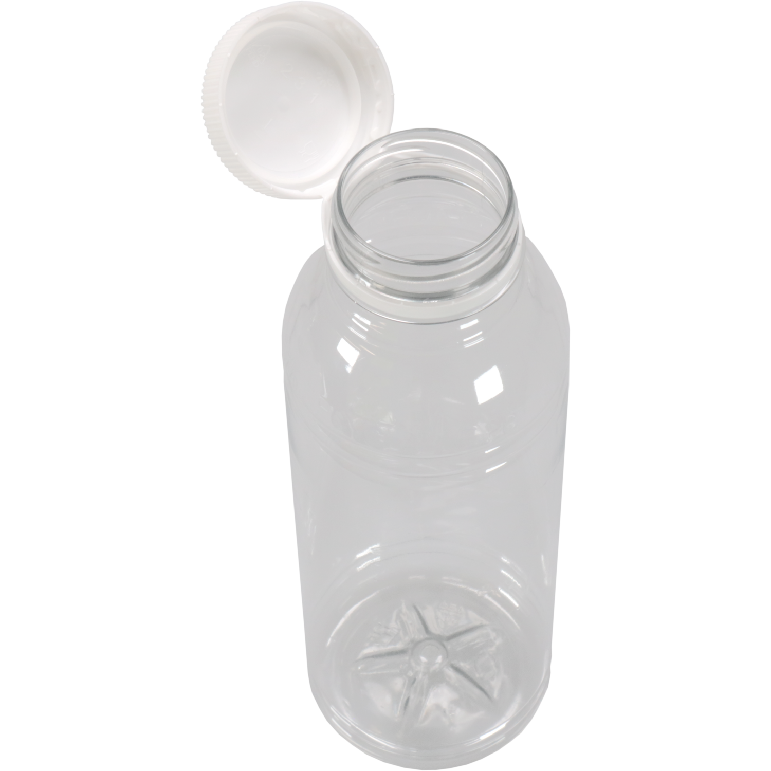 Fles, petfles, Gerecycled PET, met vaste dop, 500ml, transparant/wit 4