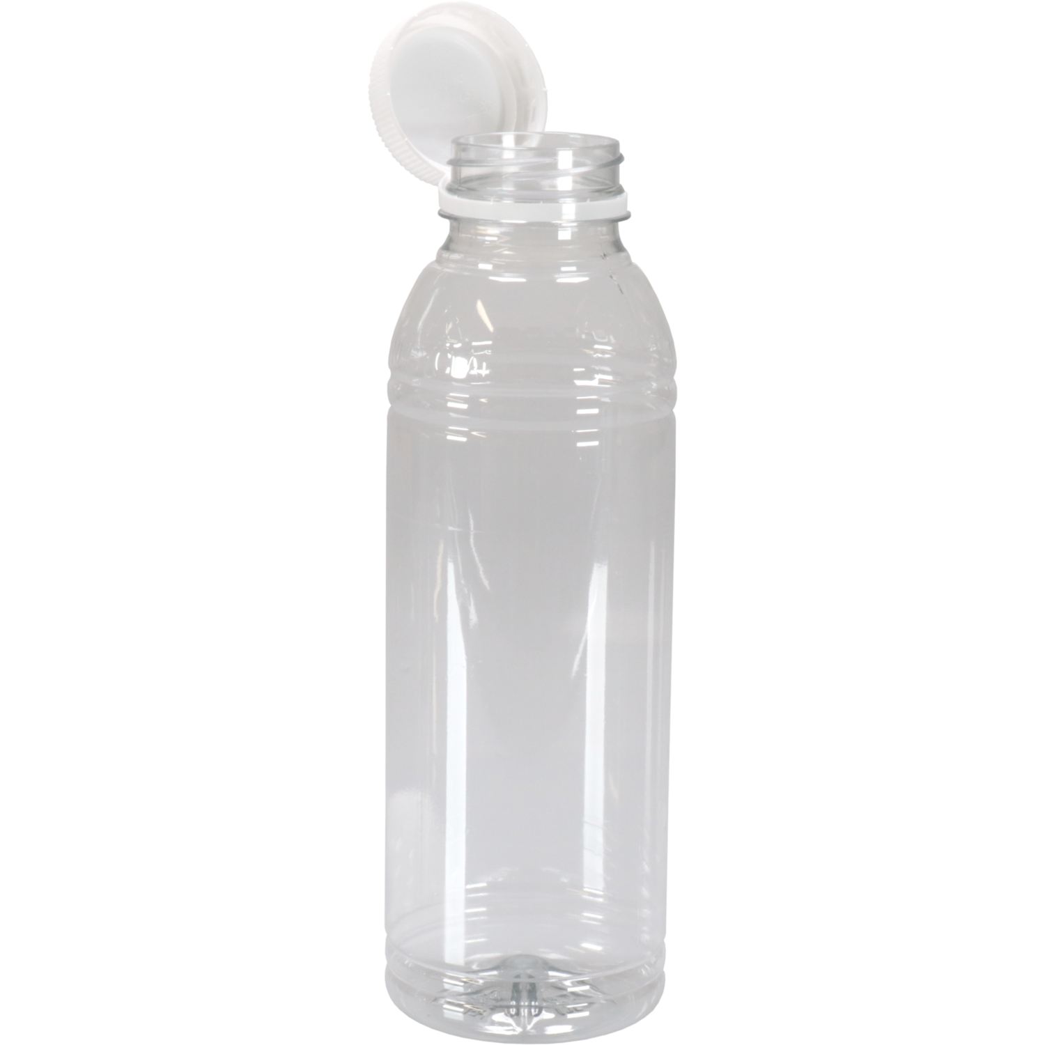 Fles, petfles, Gerecycled PET, met vaste dop, 500ml, transparant/wit 1