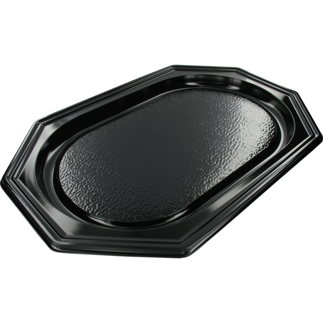 Schaal, cateringschaal, gerecycled PET, 8-hoekig, 350x250x25mm, zwart 1