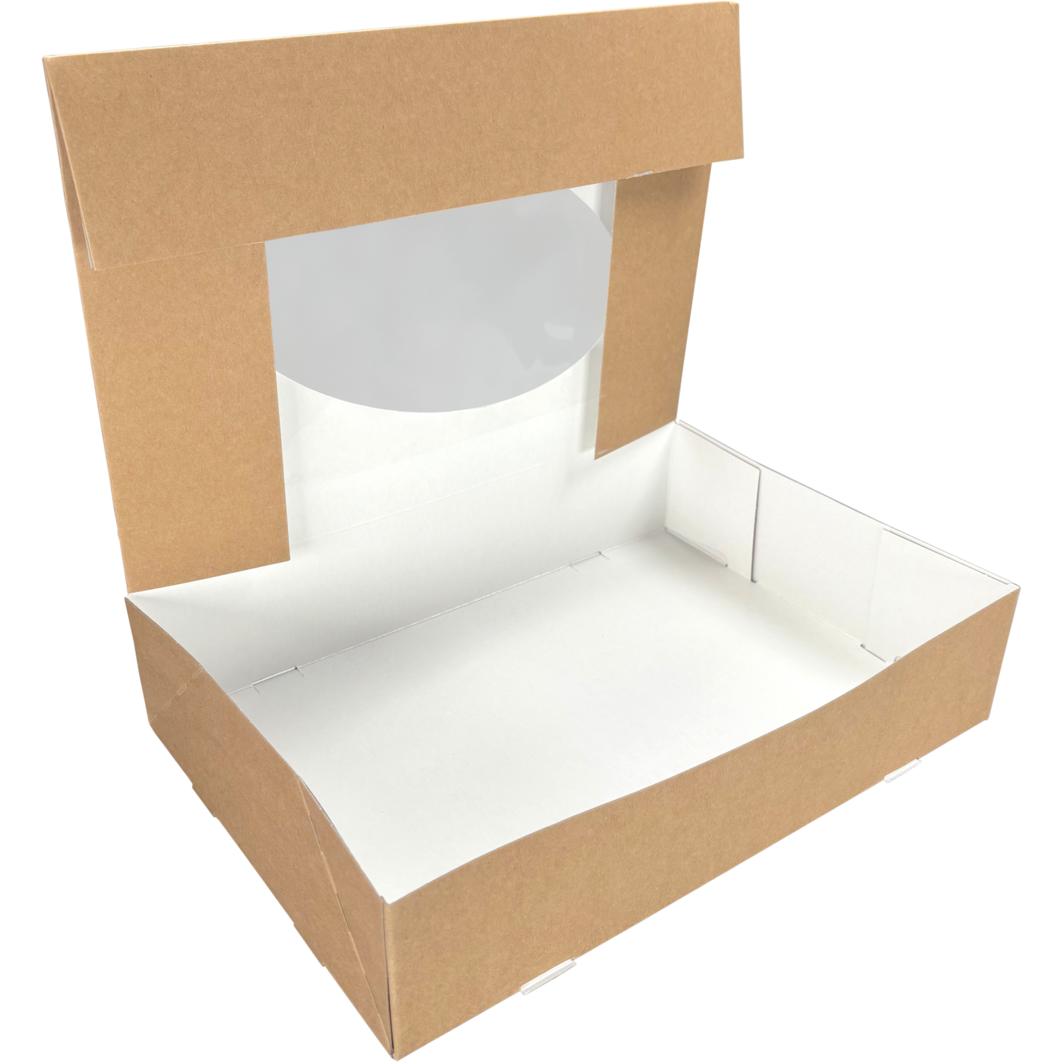  Cateringdoos, karton + PET, 360x250x80mm, met venster, bruin/wit 3