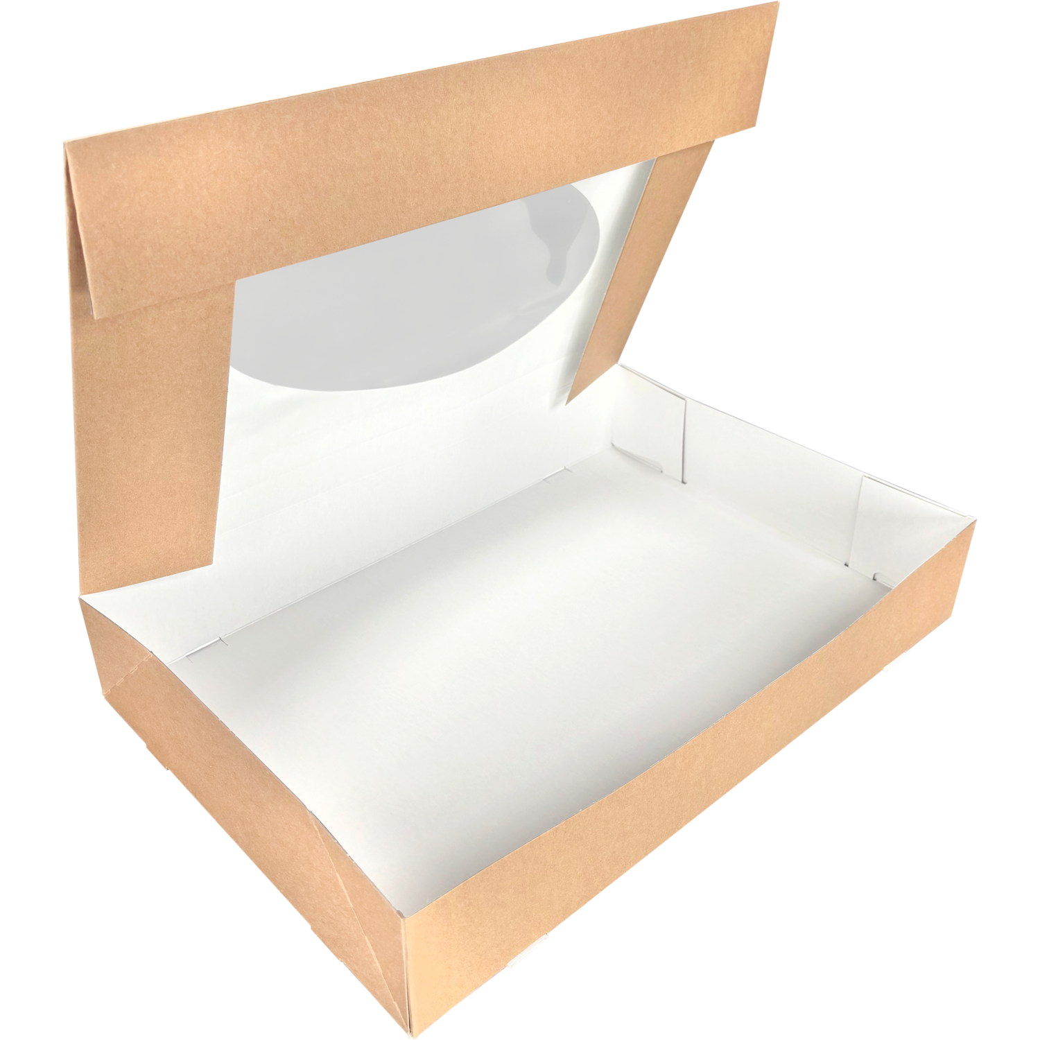  Cateringdoos, karton + PET, 460x310x80mm, met venster, bruin/wit 3