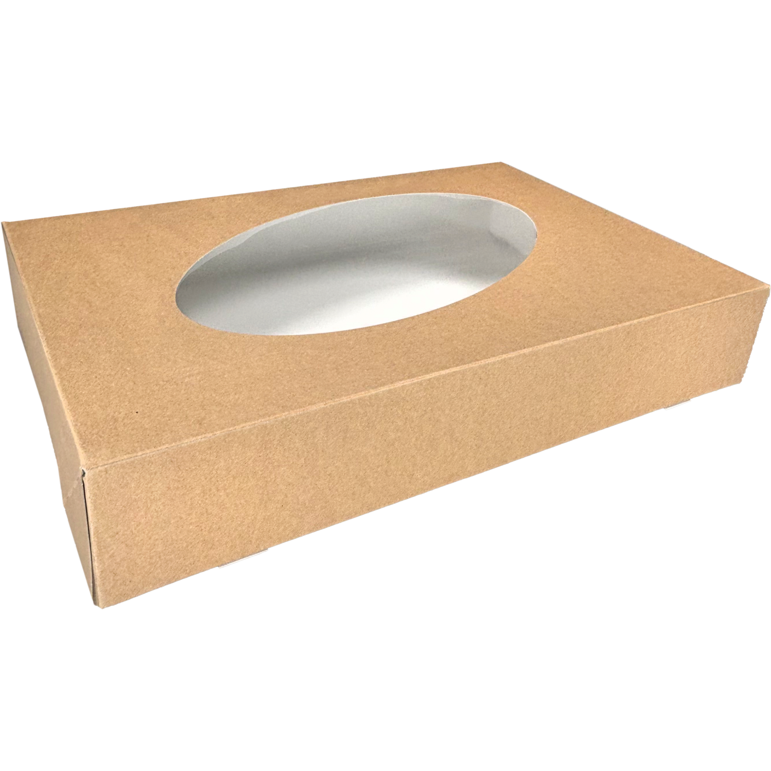  Cateringdoos, karton + PET, 460x310x80mm, met venster, bruin/wit 1