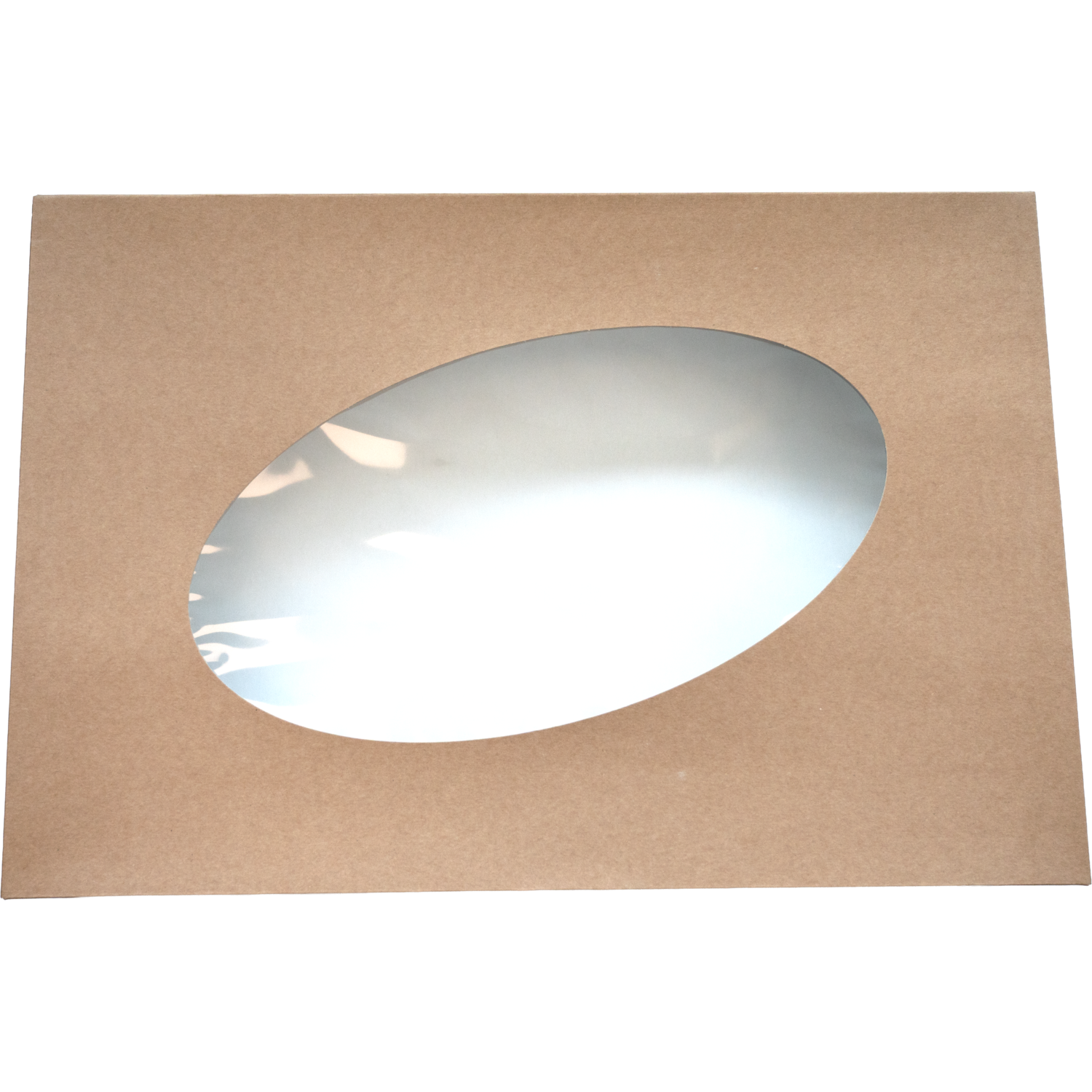  Cateringdoos, karton + PET, 550x375x80mm, met venster, losse deksel, bruin/wit 2