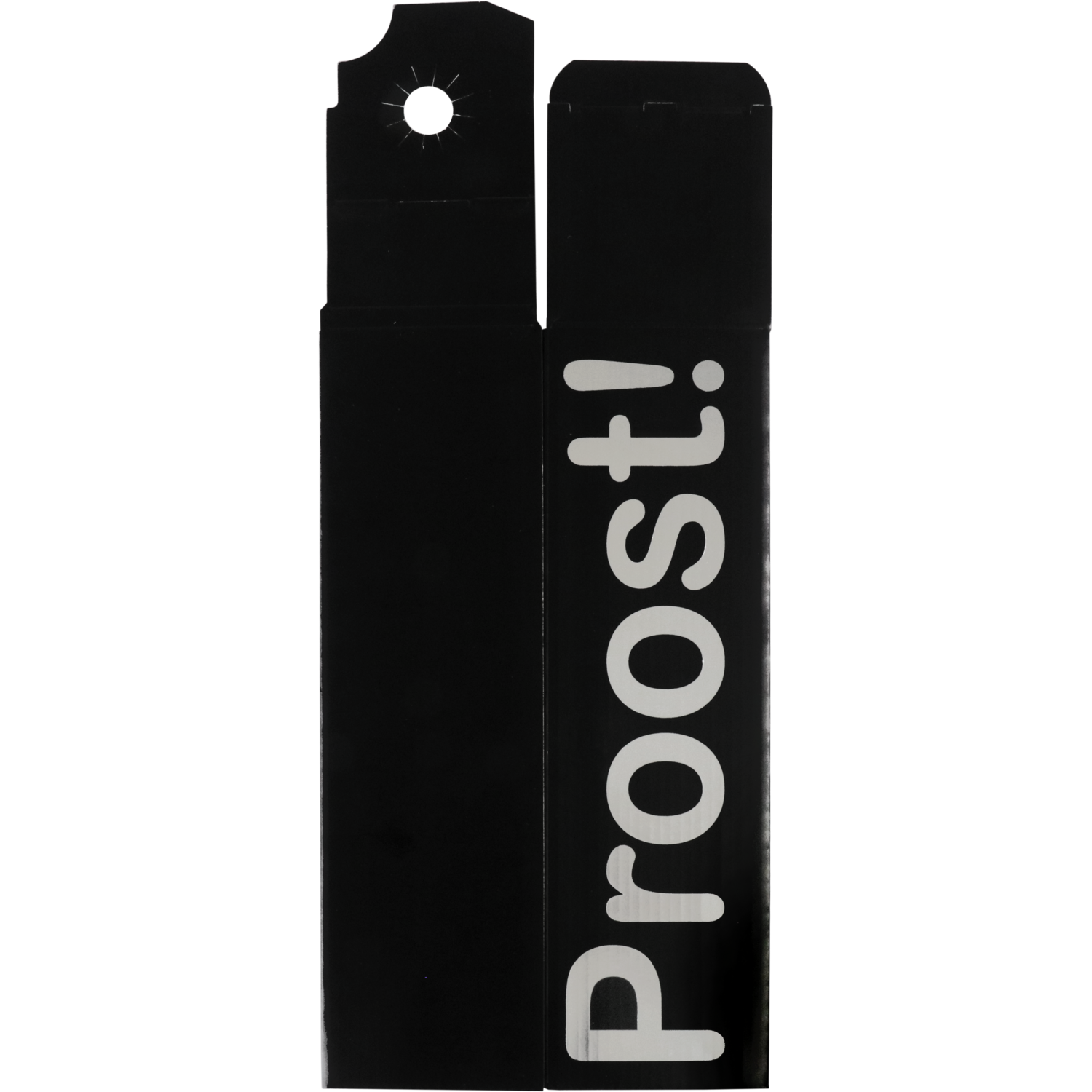  Flesdoos, Proost!, golfkarton, 1 fles, 95x95x330mm, zwart/zilver 3
