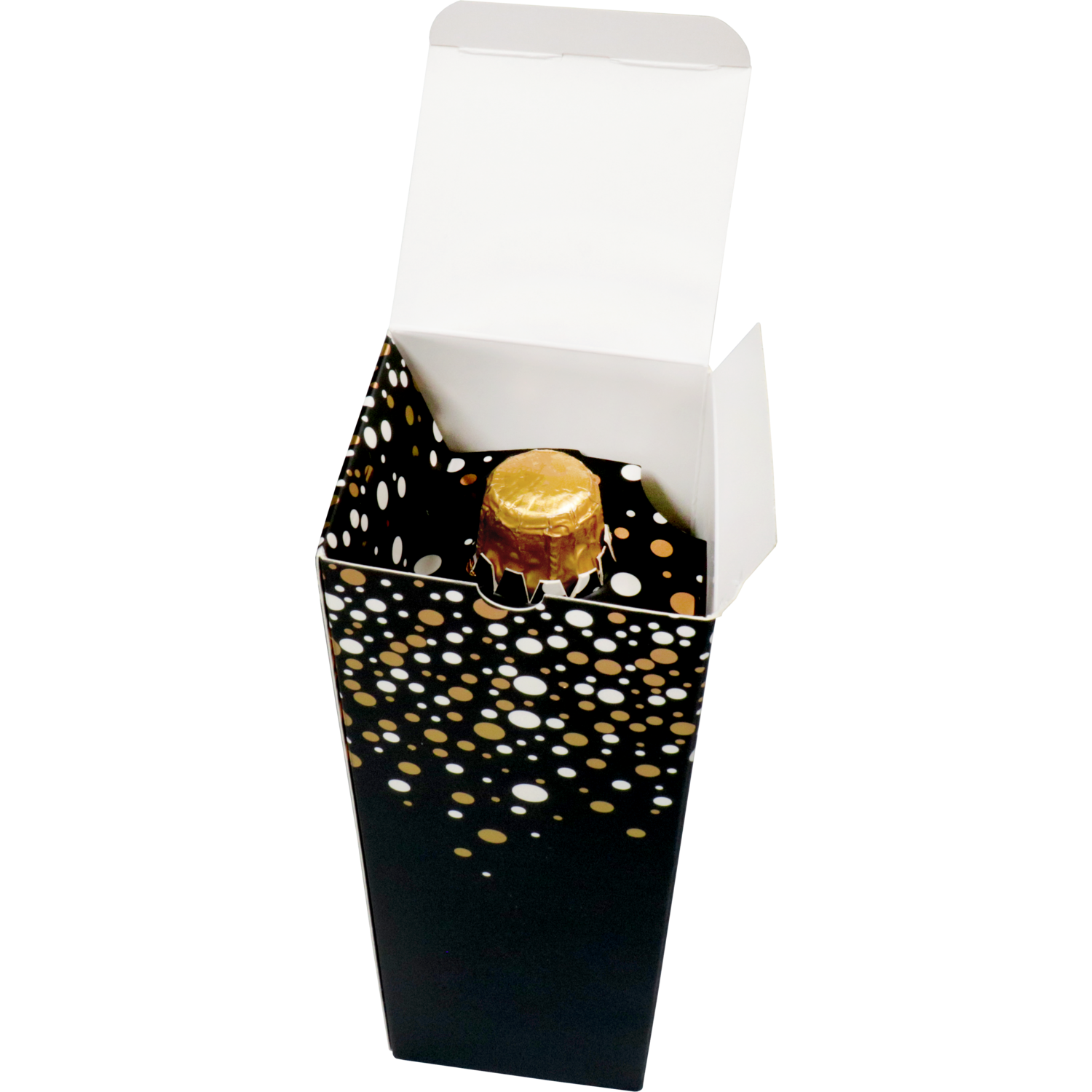  Flesdoos, Party Spot-On, golfkarton, 1 fles, 93x93x330mm, zwart/wit/goud 2