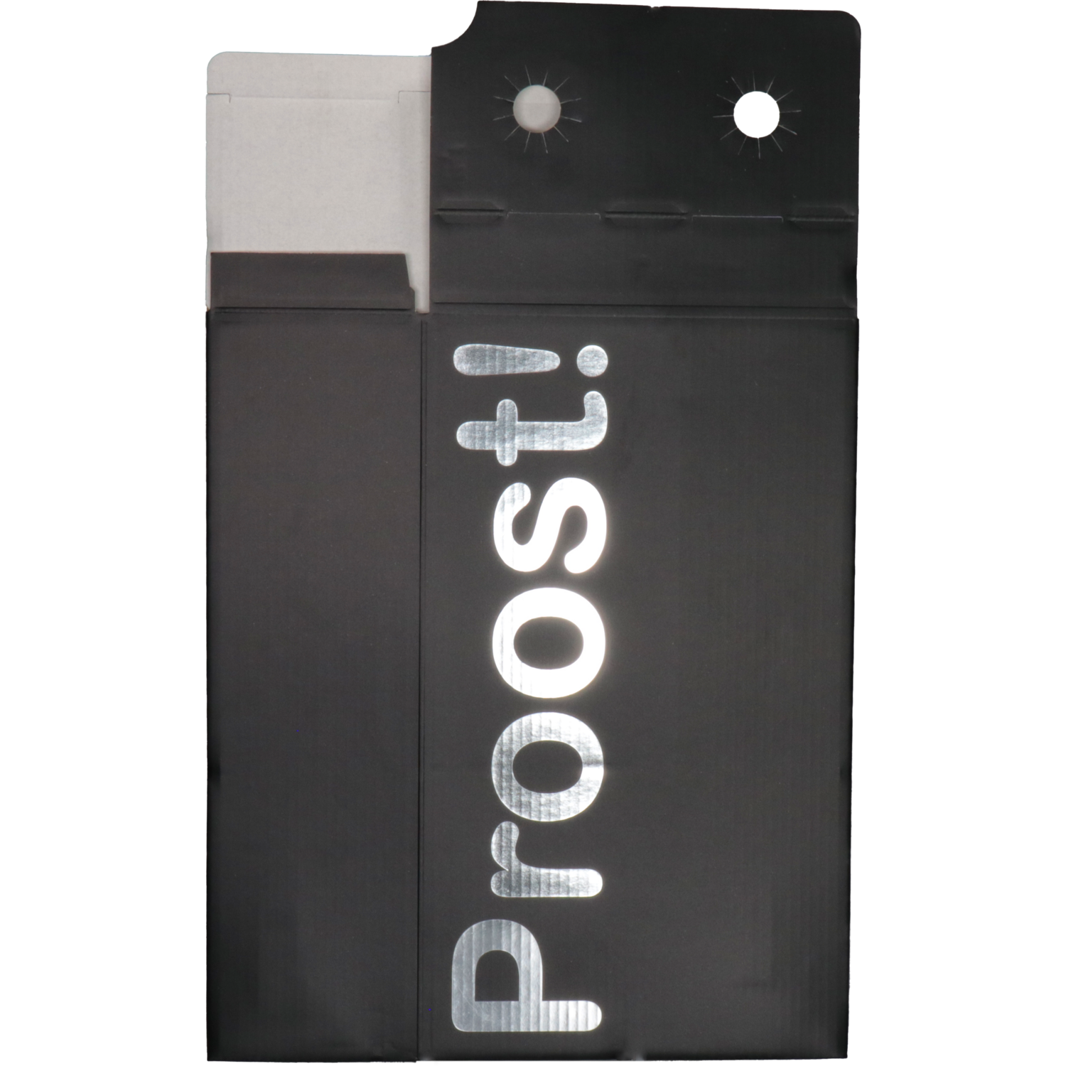  Flesdoos, Proost!, golfkarton, 2 flessen, 190x95x330mm, zwart/zilver 3