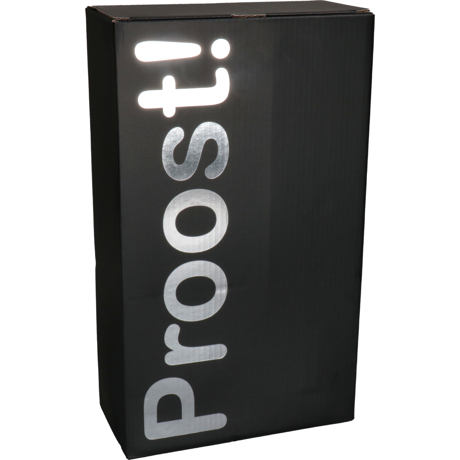  Flesdoos, Proost!, golfkarton, 2 flessen, 190x95x330mm, zwart/zilver 1