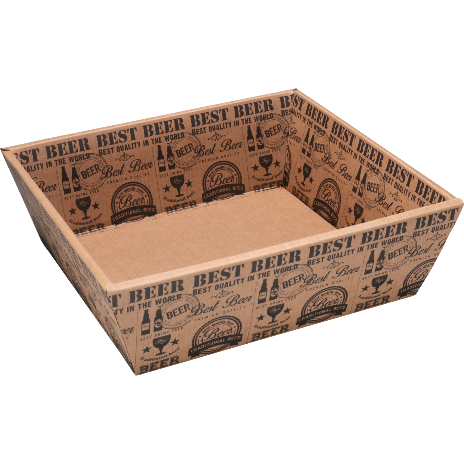 Mand, golfkarton, biermand, 31x29x10cm, vierkant, bruin 2