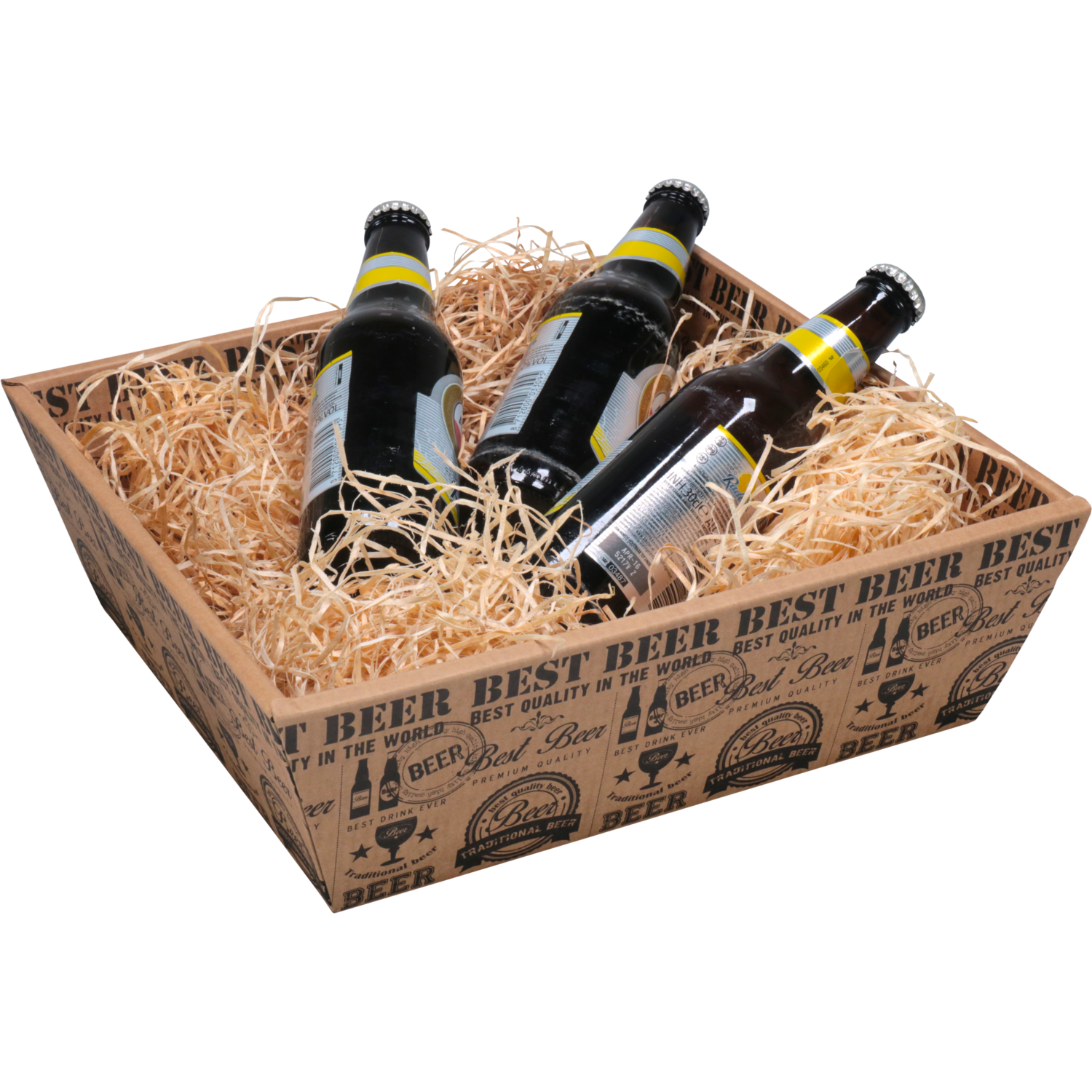 Mand, golfkarton, biermand, 31x29x10cm, vierkant, bruin 3
