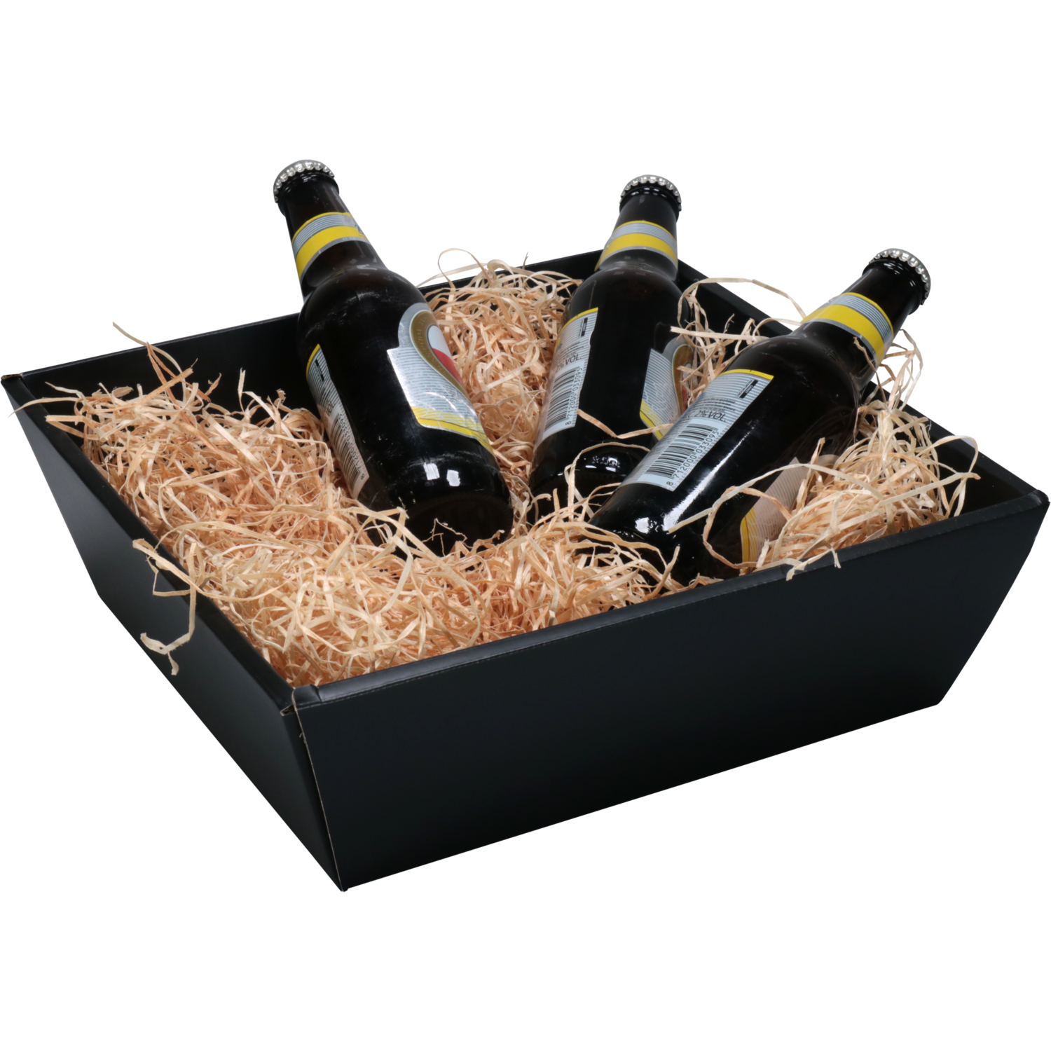 Mand, golfkarton, biermand, 31x29x10cm, vierkant, zwart 3